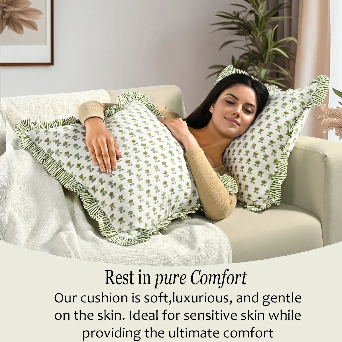 Ruffle Throw Pillow Covers -  Rosette Bloom