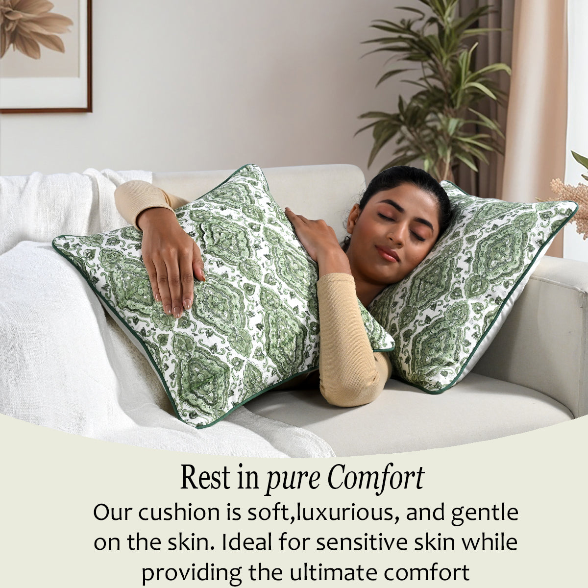 Boho Cotton Pillow Covers - Laurel Green (Set of 2)