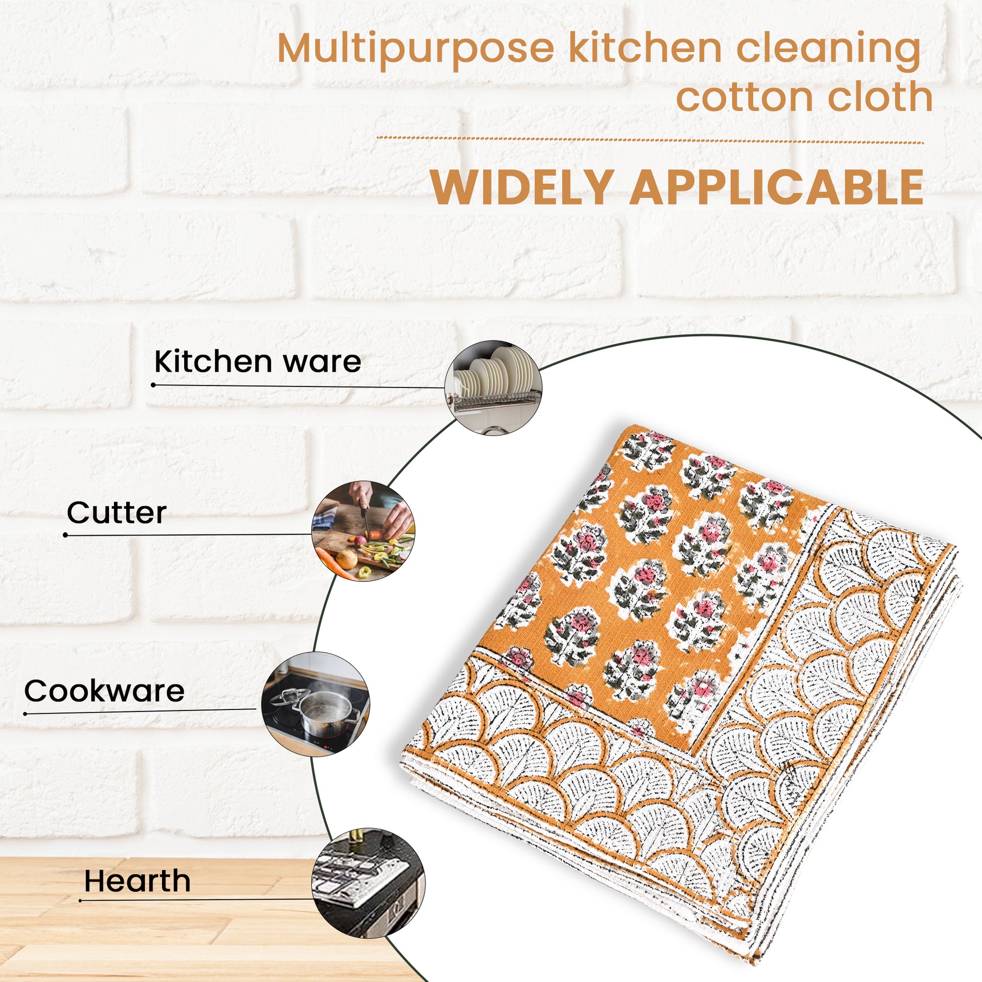 Hand Block Printed Waffle Kitchen Towels – Citrine Yellow