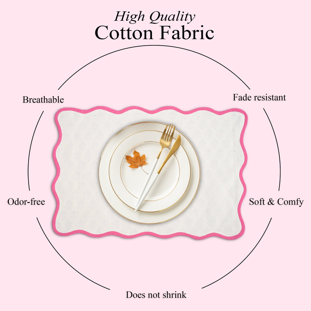 Rectangle 100% Cotton Reversible Placemat Set – Pink Sapphire