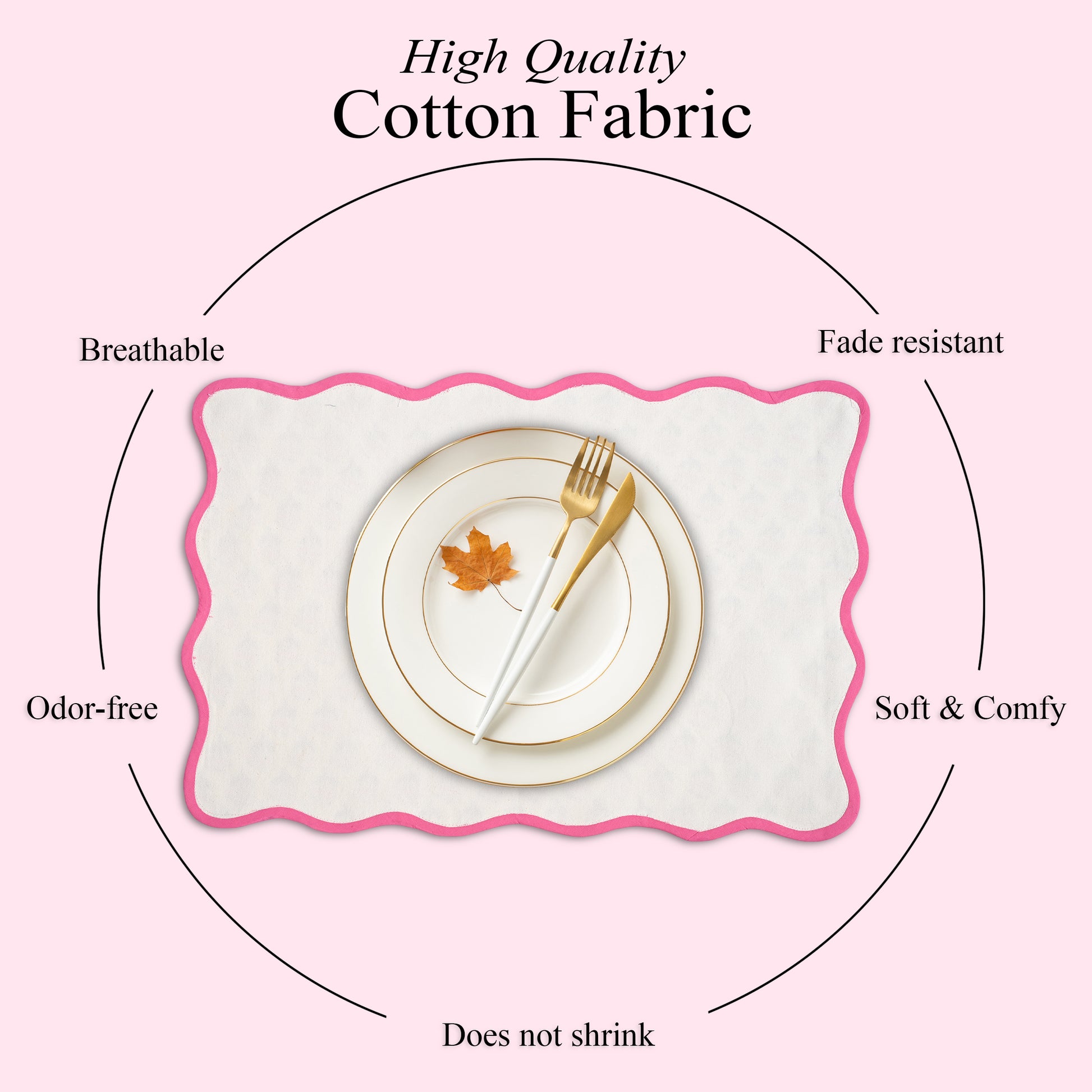 Rectangle 100% Cotton Reversible Placemat Set – Pink Sapphire