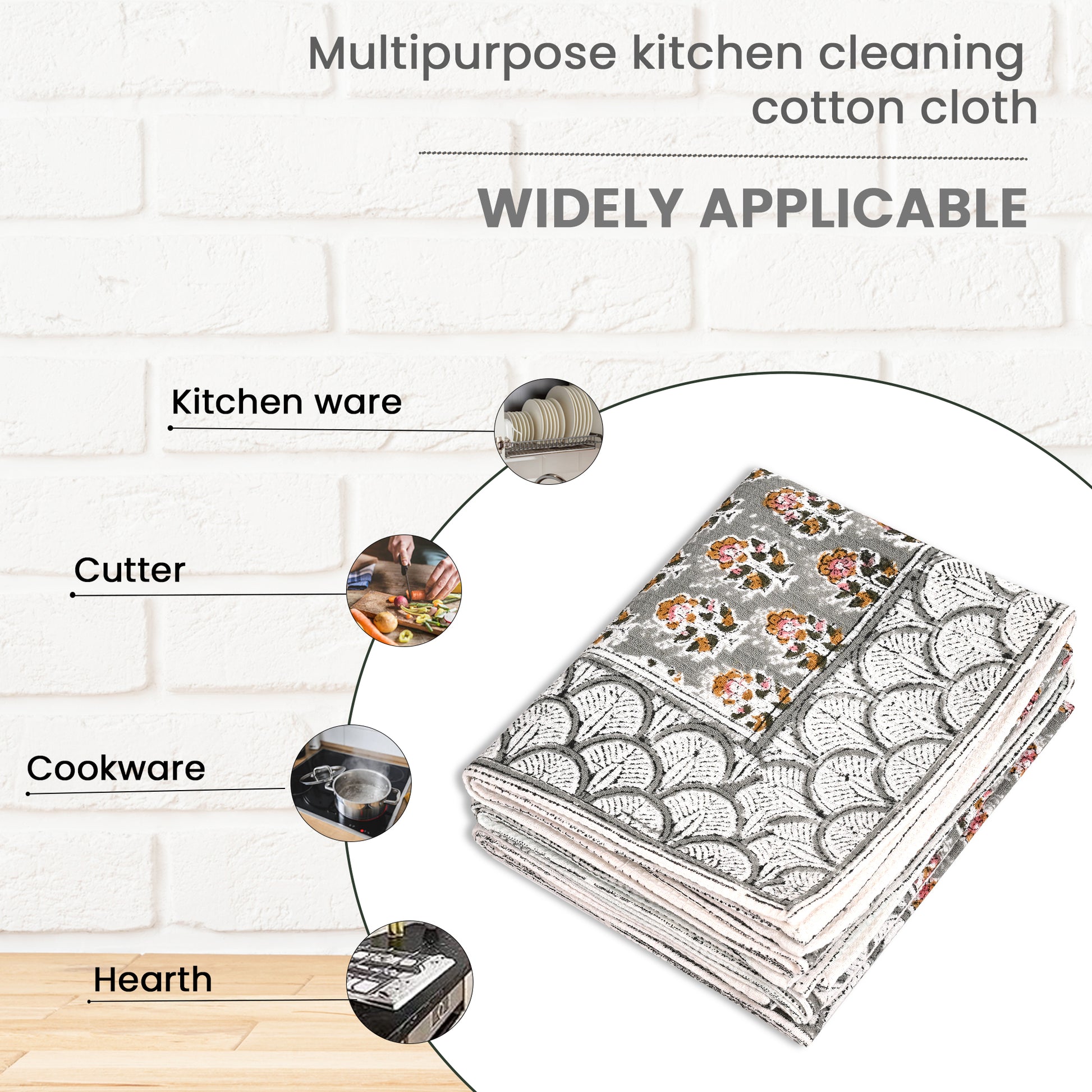 Hand Block Printed Waffle Kitchen Towels – Labra Gray