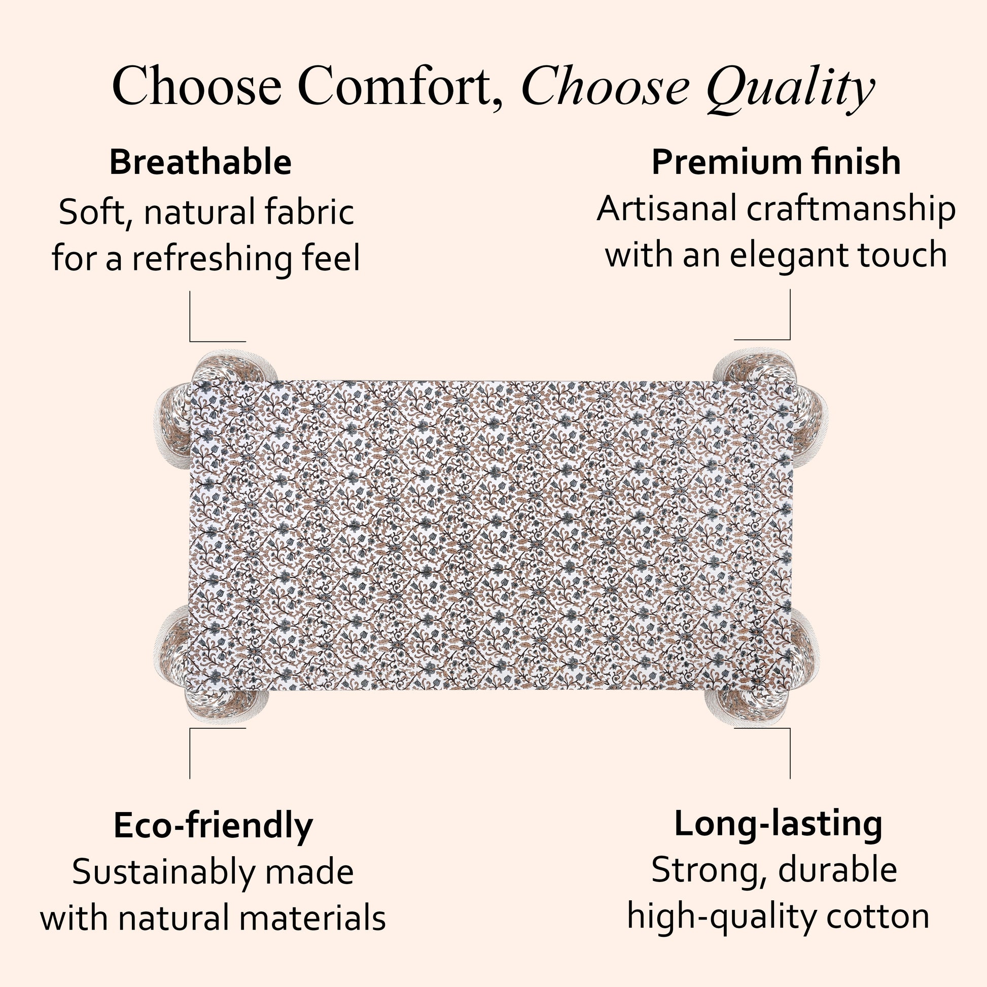 Cotton Block Print Tablecloth – Autumn Vine