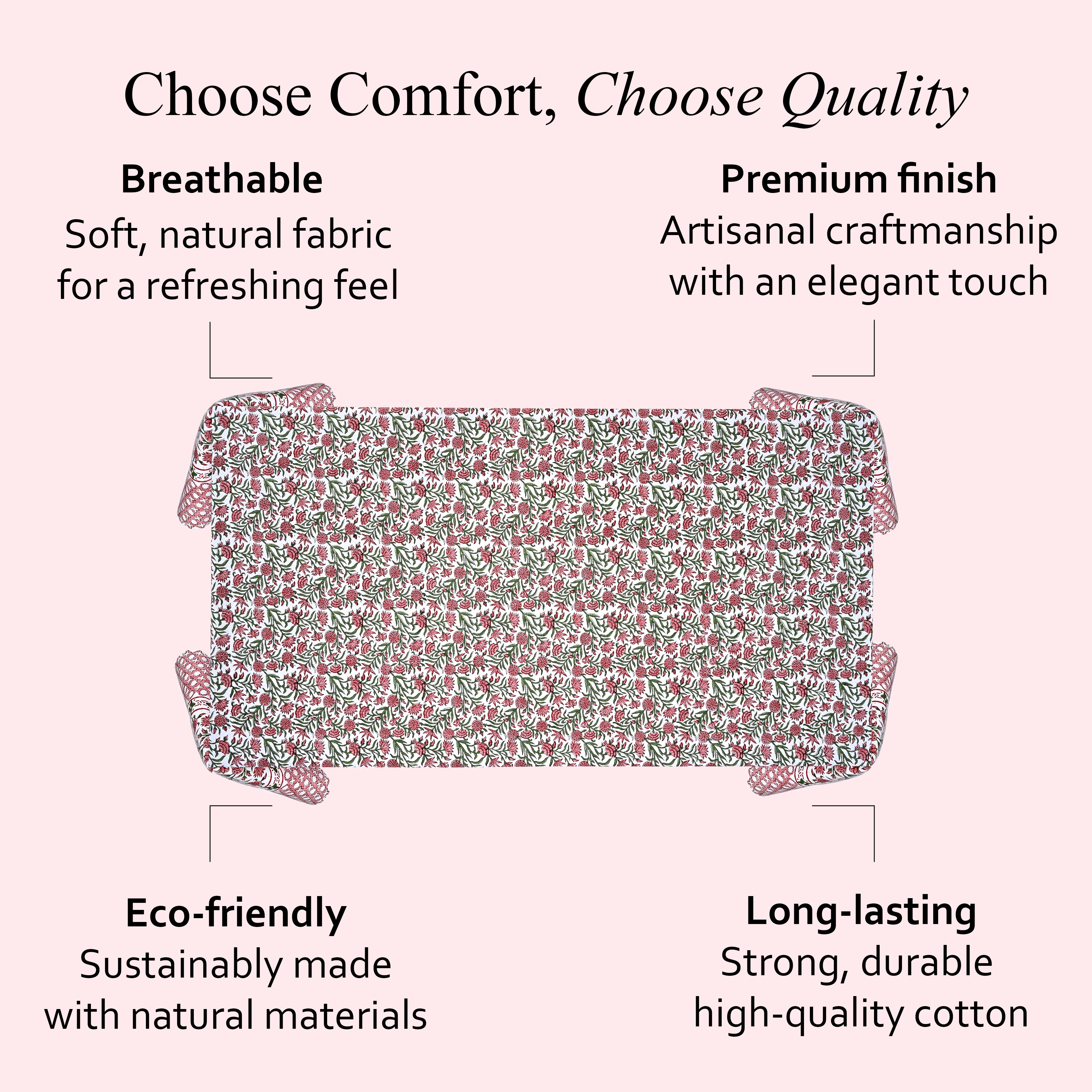 Red Garnet 100% Cotton Tablecloth on Farmhouse Table