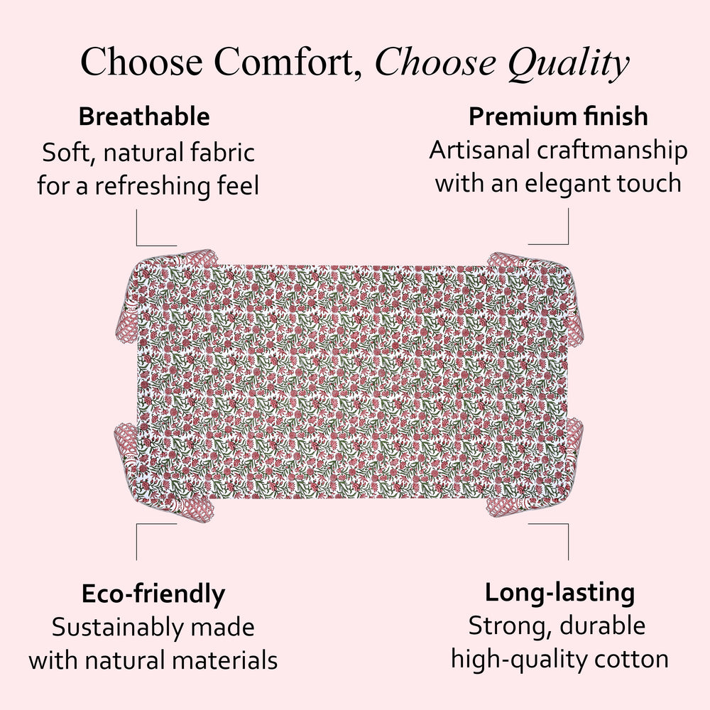 Red Garnet 100% Cotton Tablecloth on Farmhouse Table