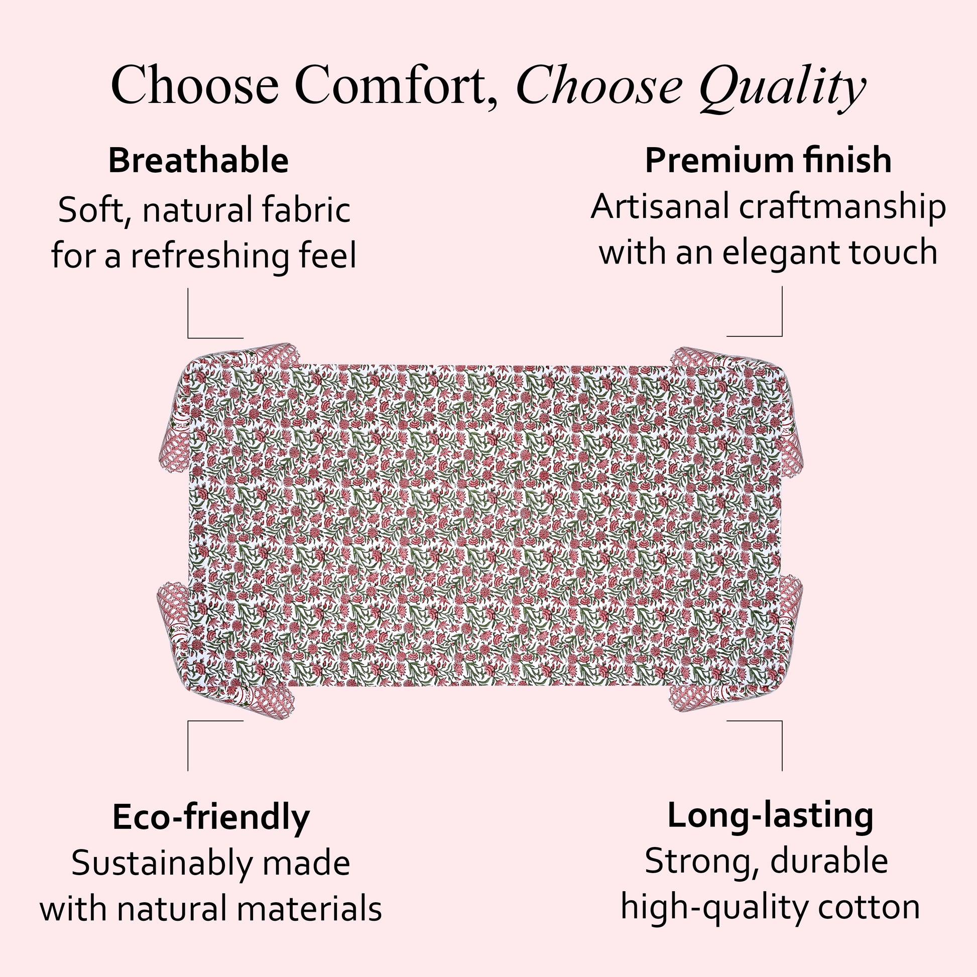 Red Garnet 100% Cotton Tablecloth on Farmhouse Table