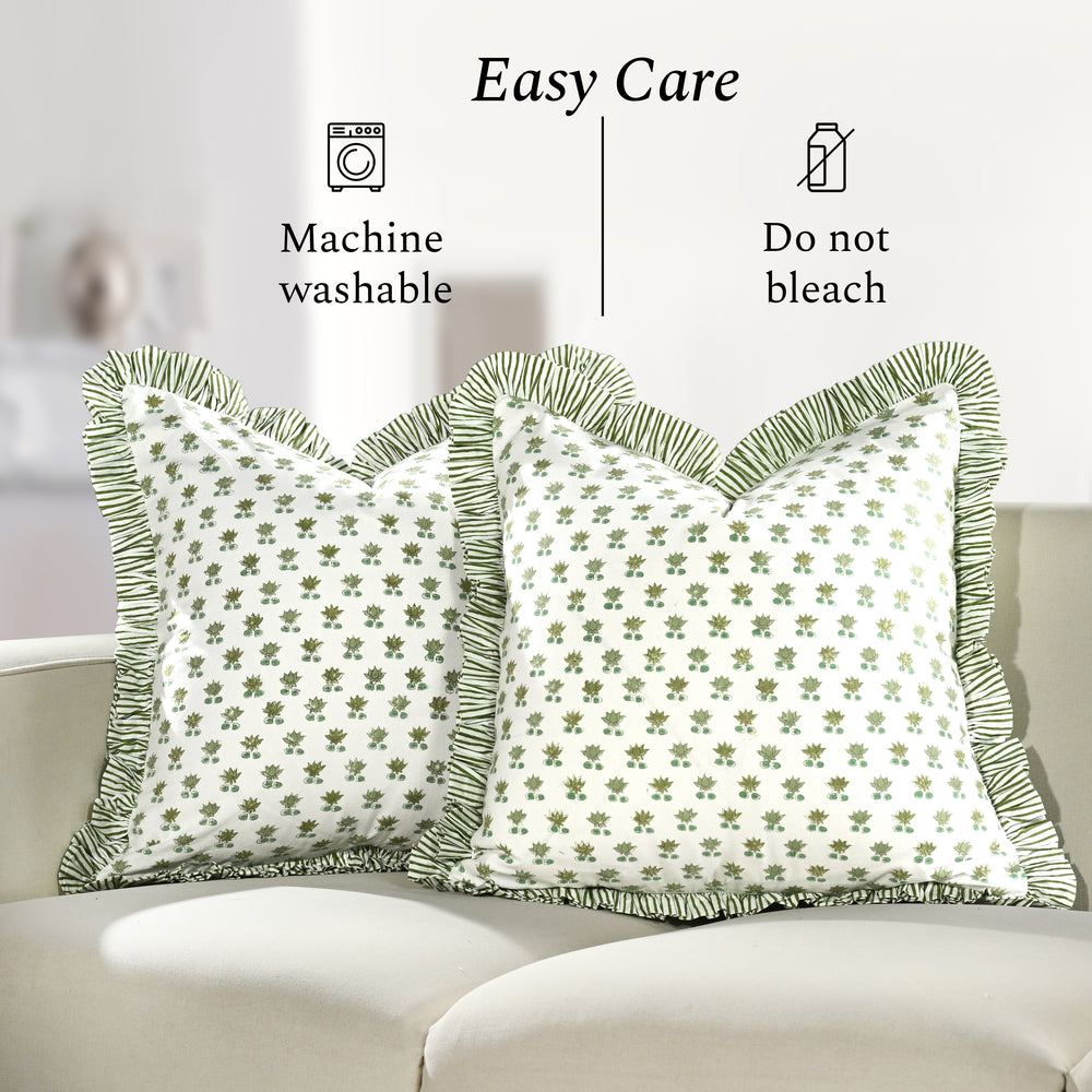Ruffle Throw Pillow Covers - Lotus Meadow