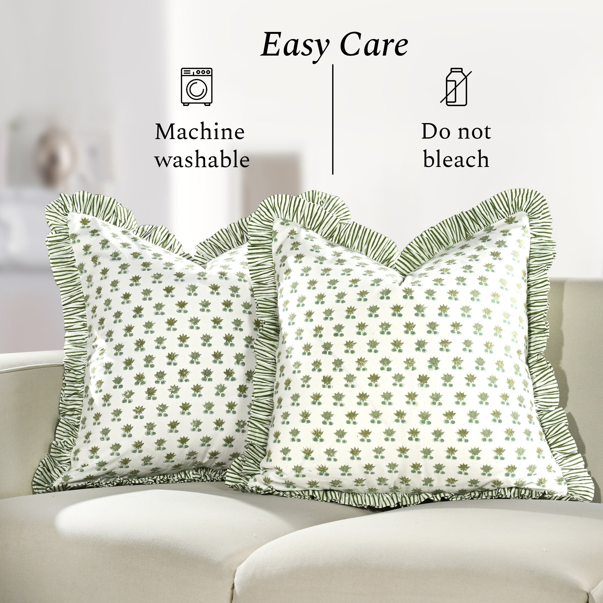 Ruffle Throw Pillow Covers -  Rosette Bloom