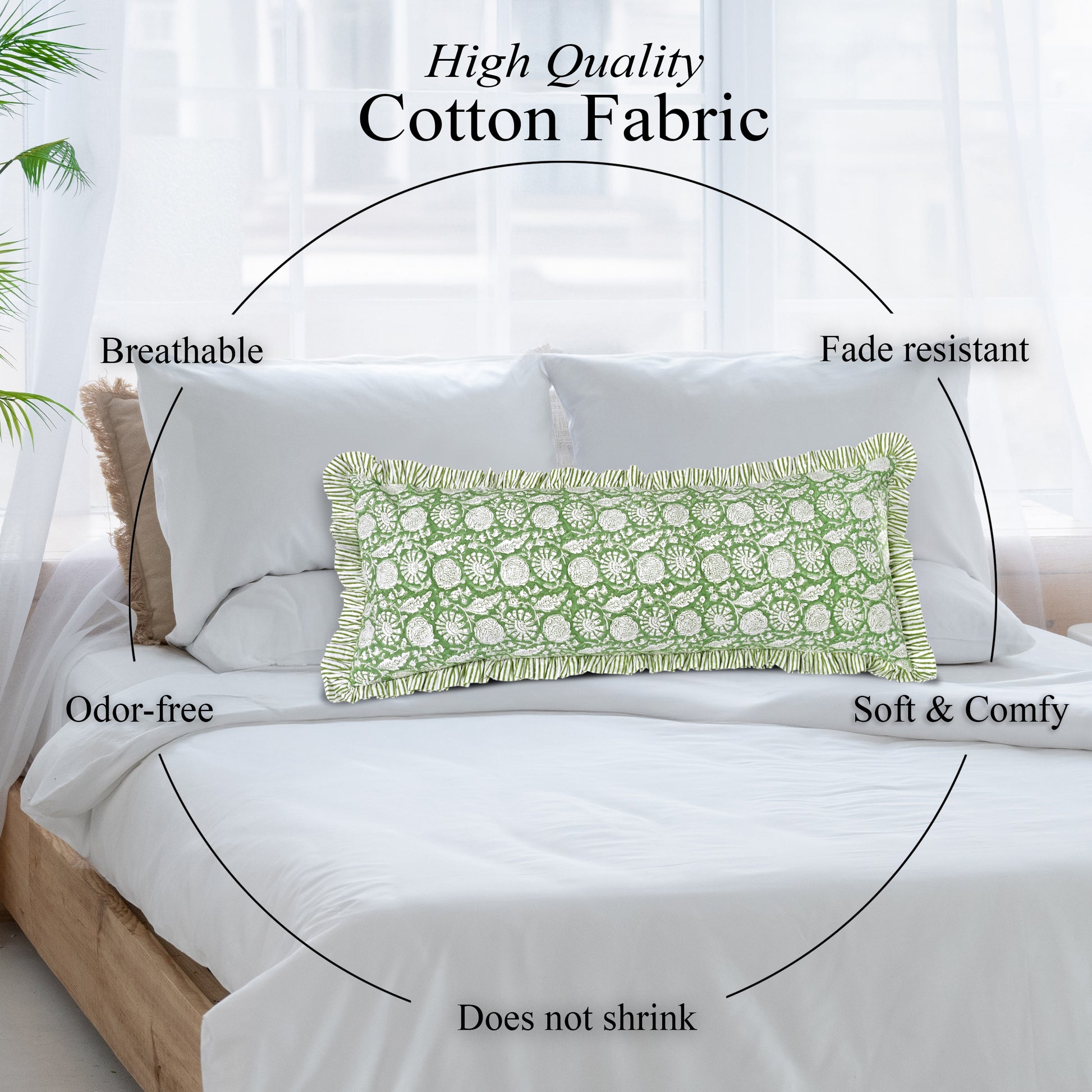 Cotton Ruffle Sham Cover - Olive Bloom