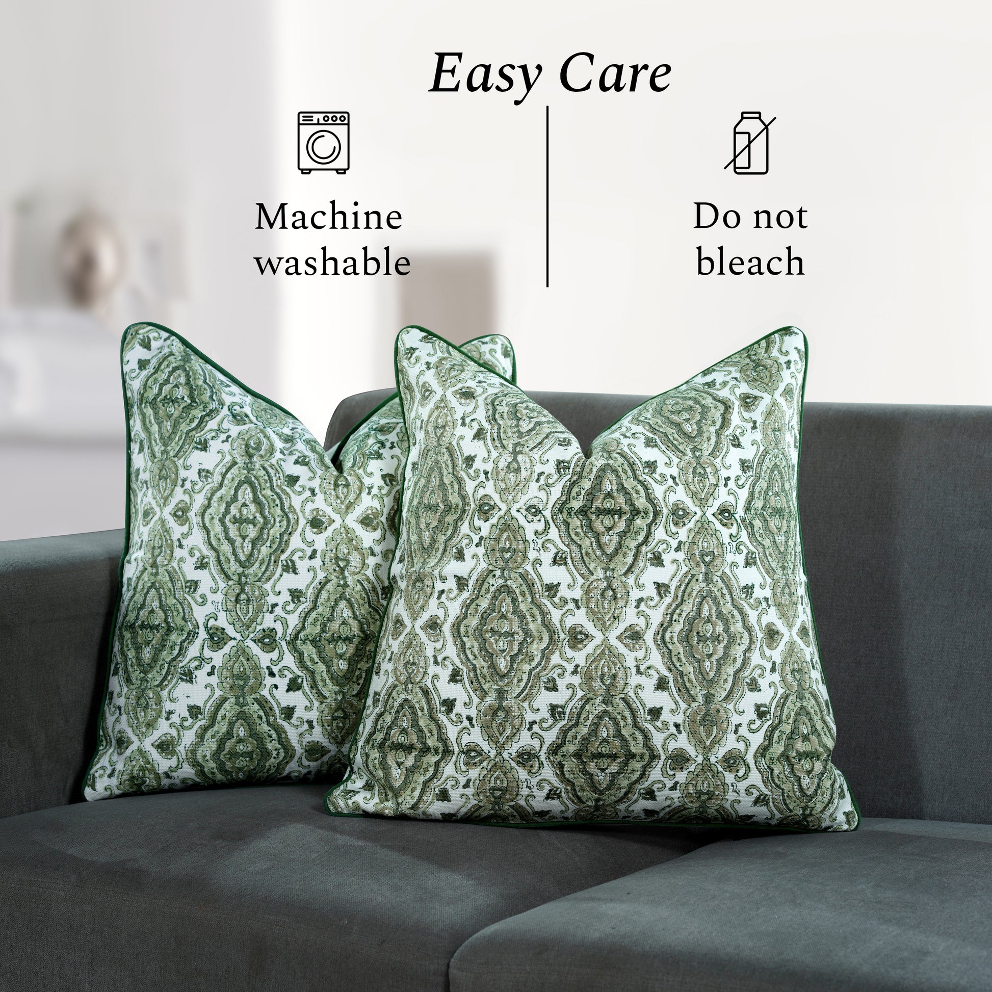 Boho Cotton Pillow Covers - Laurel Green (Set of 2)