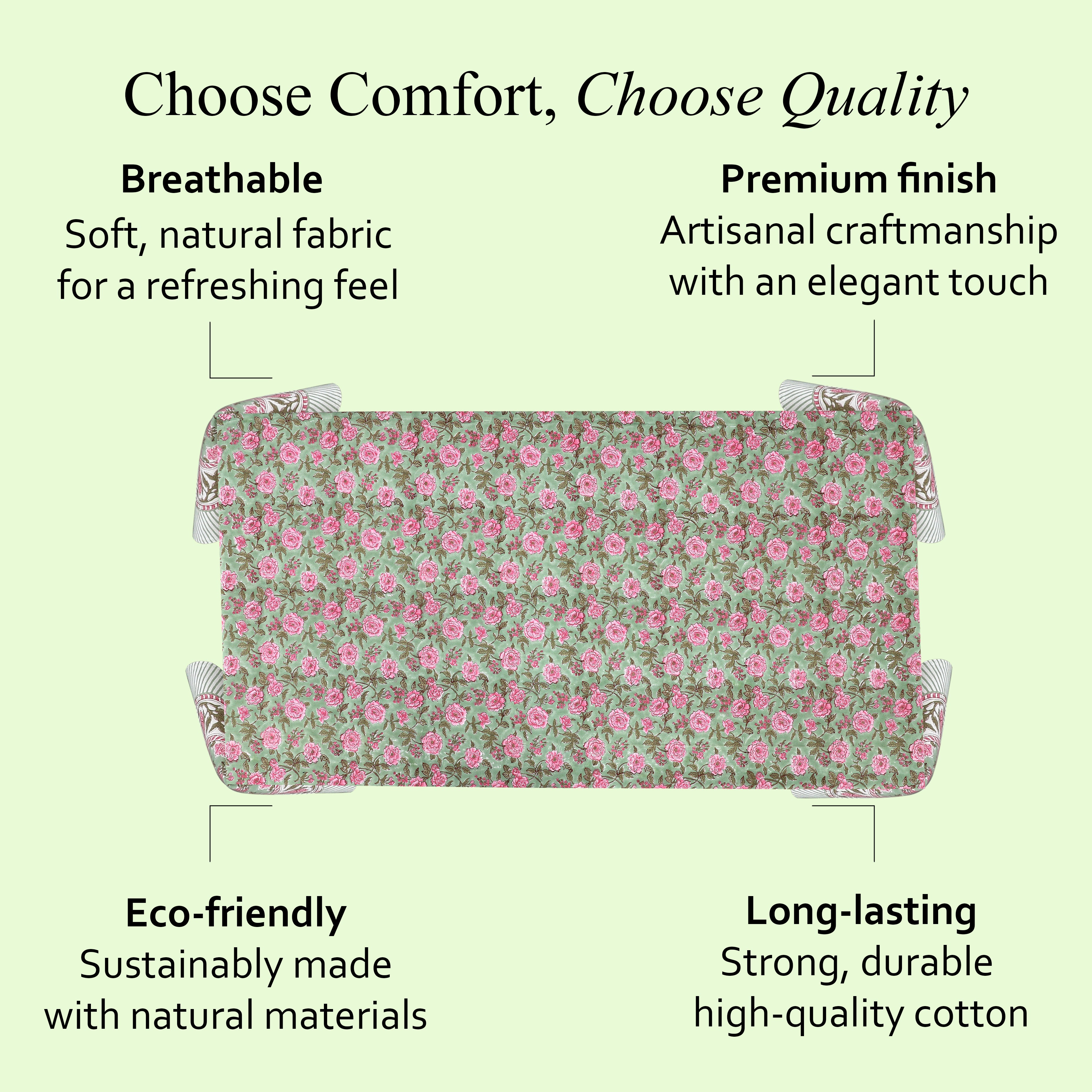 Pink Tourmaline Cotton Tablecloth on Farmhouse Table