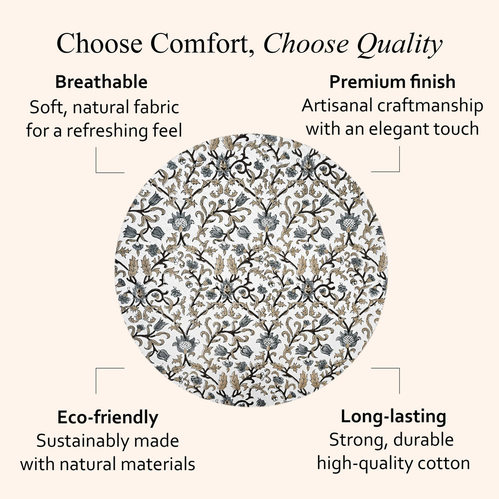 Round Block Print Tablecloth – Autumn Vine