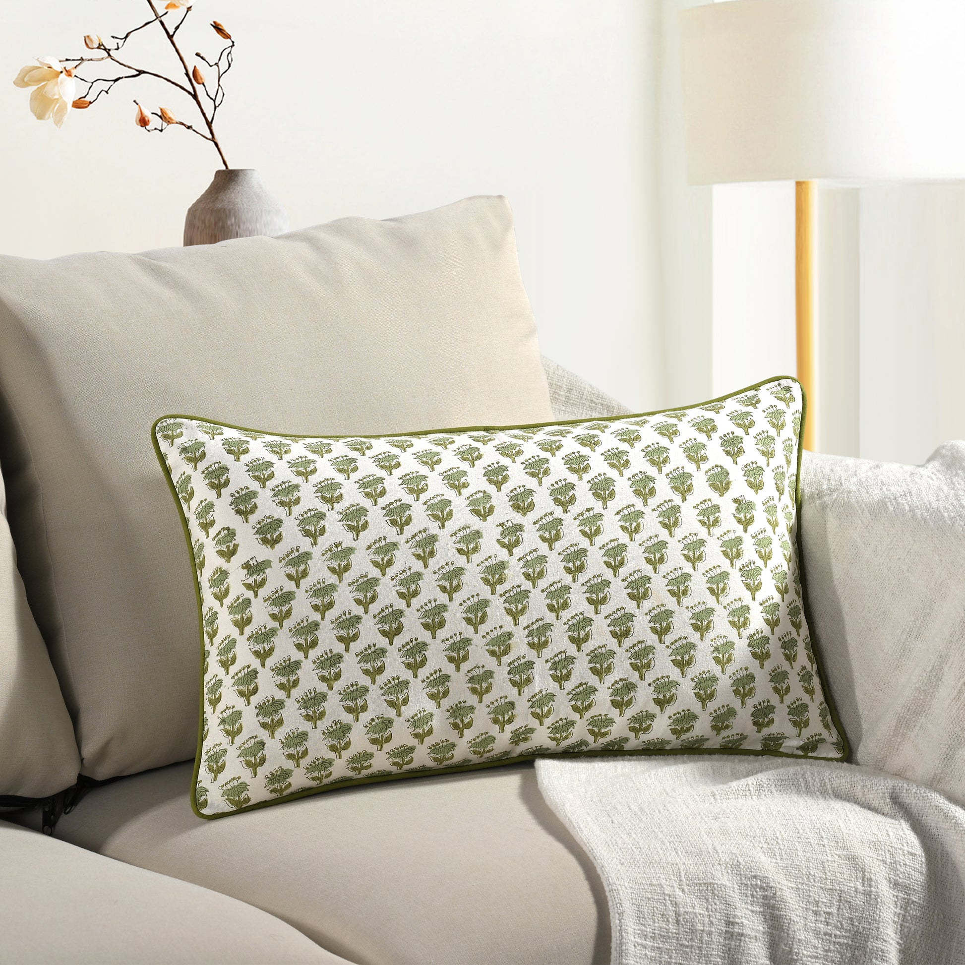 Piping Throw Pillow Covers - Emerald Green