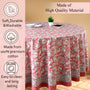 red and white floral round 100% cotton tablecloth