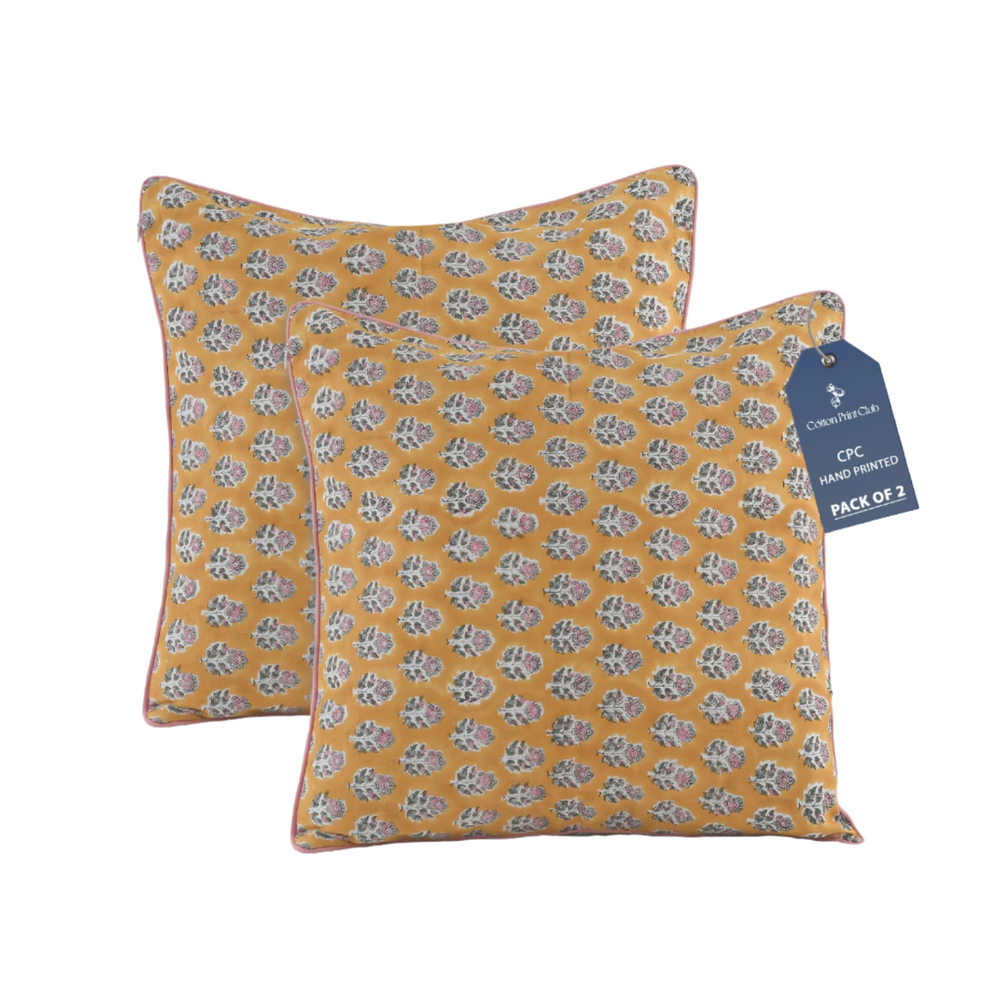 Piping Throw Pillow Covers - Yellow Citrine (Set of 2)