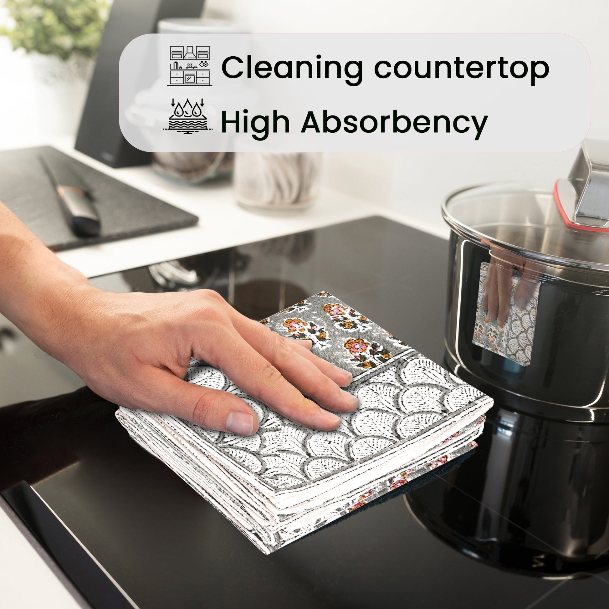 Hand Block Printed Waffle Kitchen Towels – Labra Gray