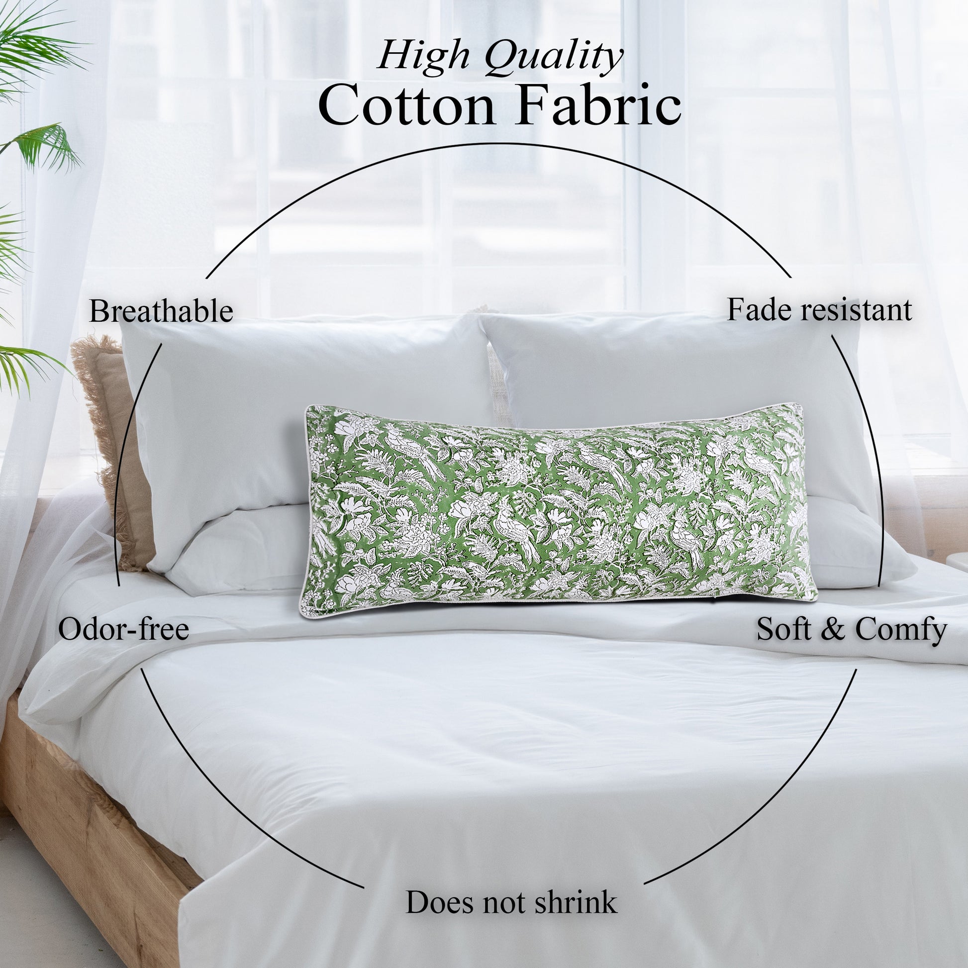 Cotton Piping Sham Cover - Olive Green