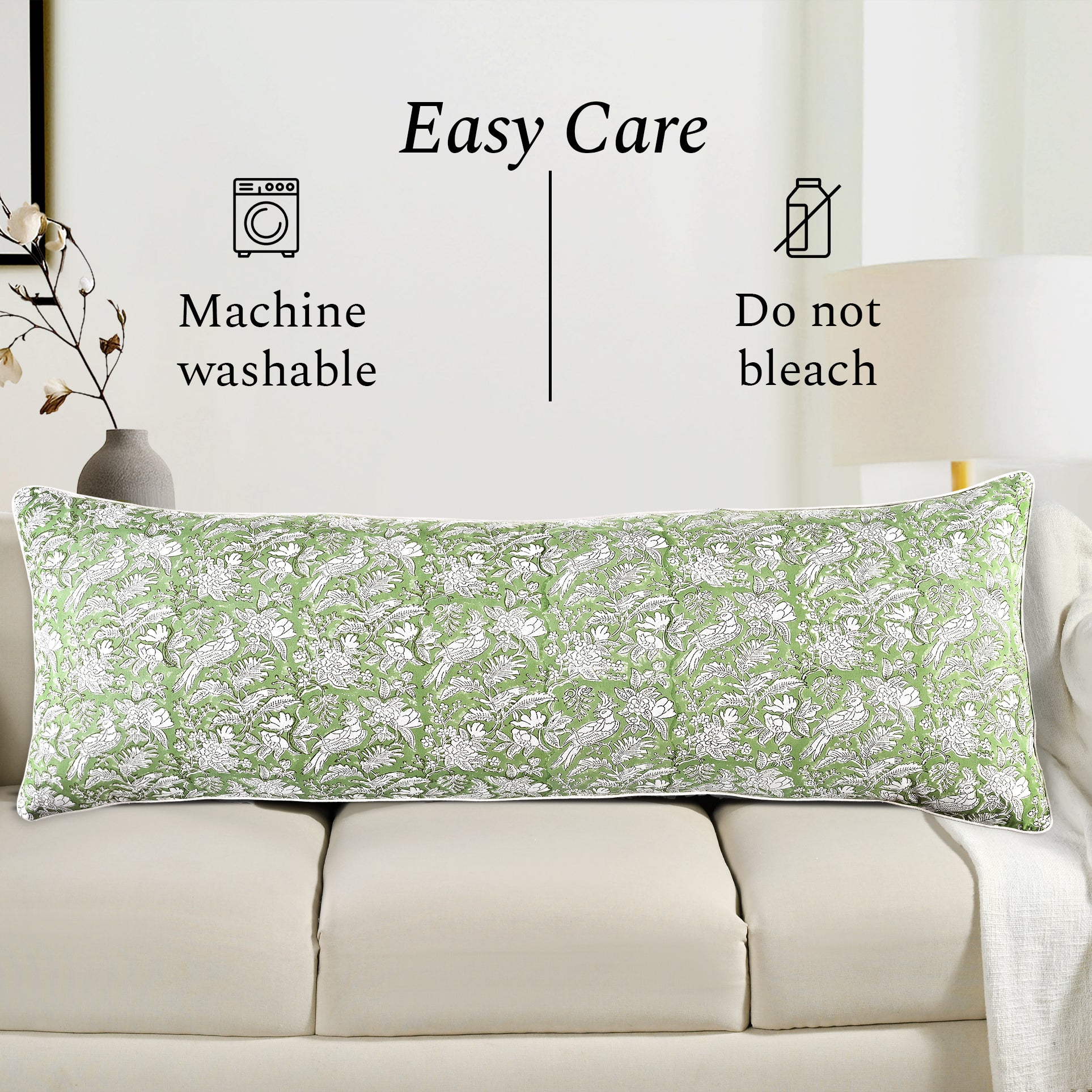 Cotton Piping Sham Cover - Olive Green