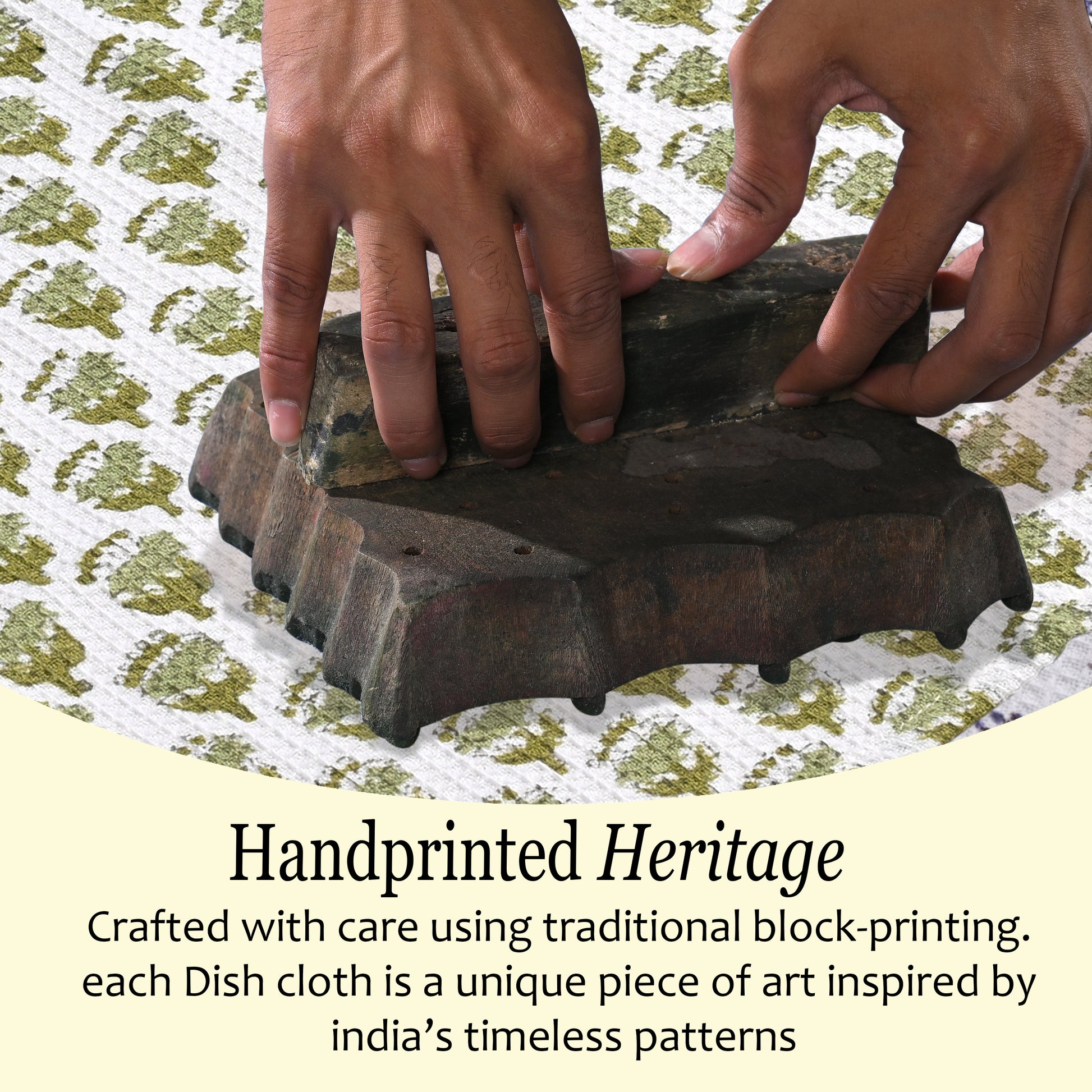 Hand Block Printed Waffle Kitchen Towels – Emerald Green