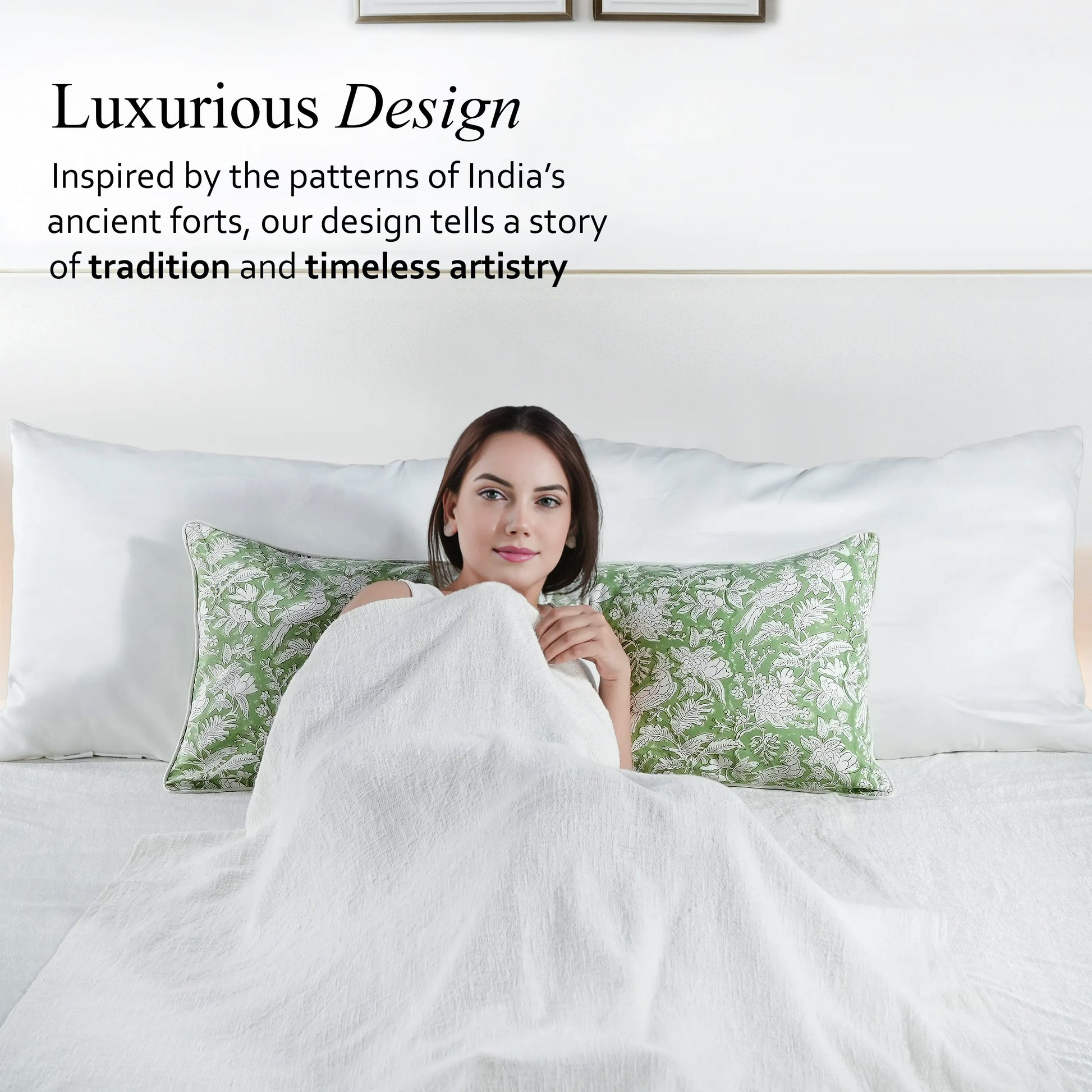 Cotton Piping Sham Cover - Olive Green