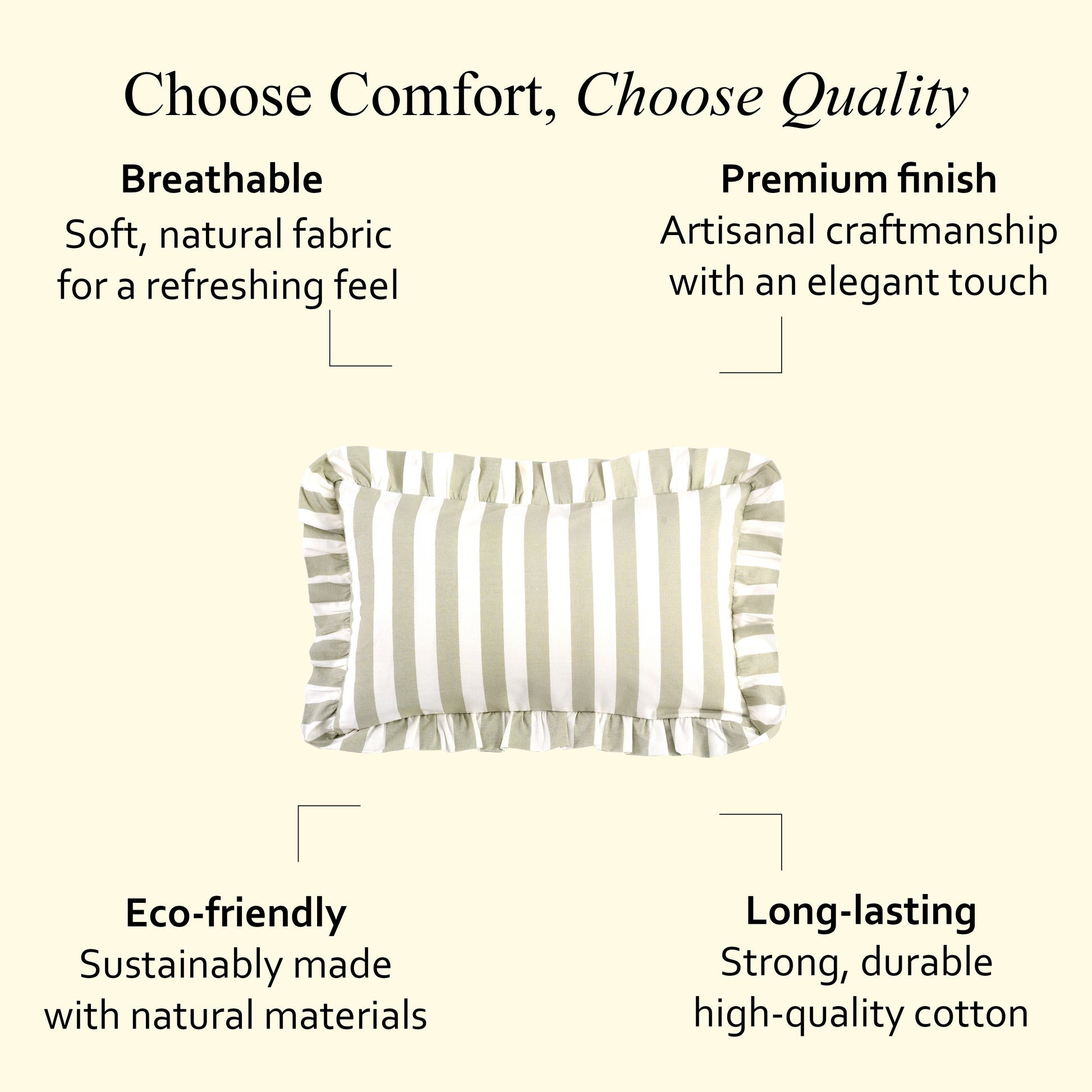 Grey Striped Cotton Ruffle Sham Cover