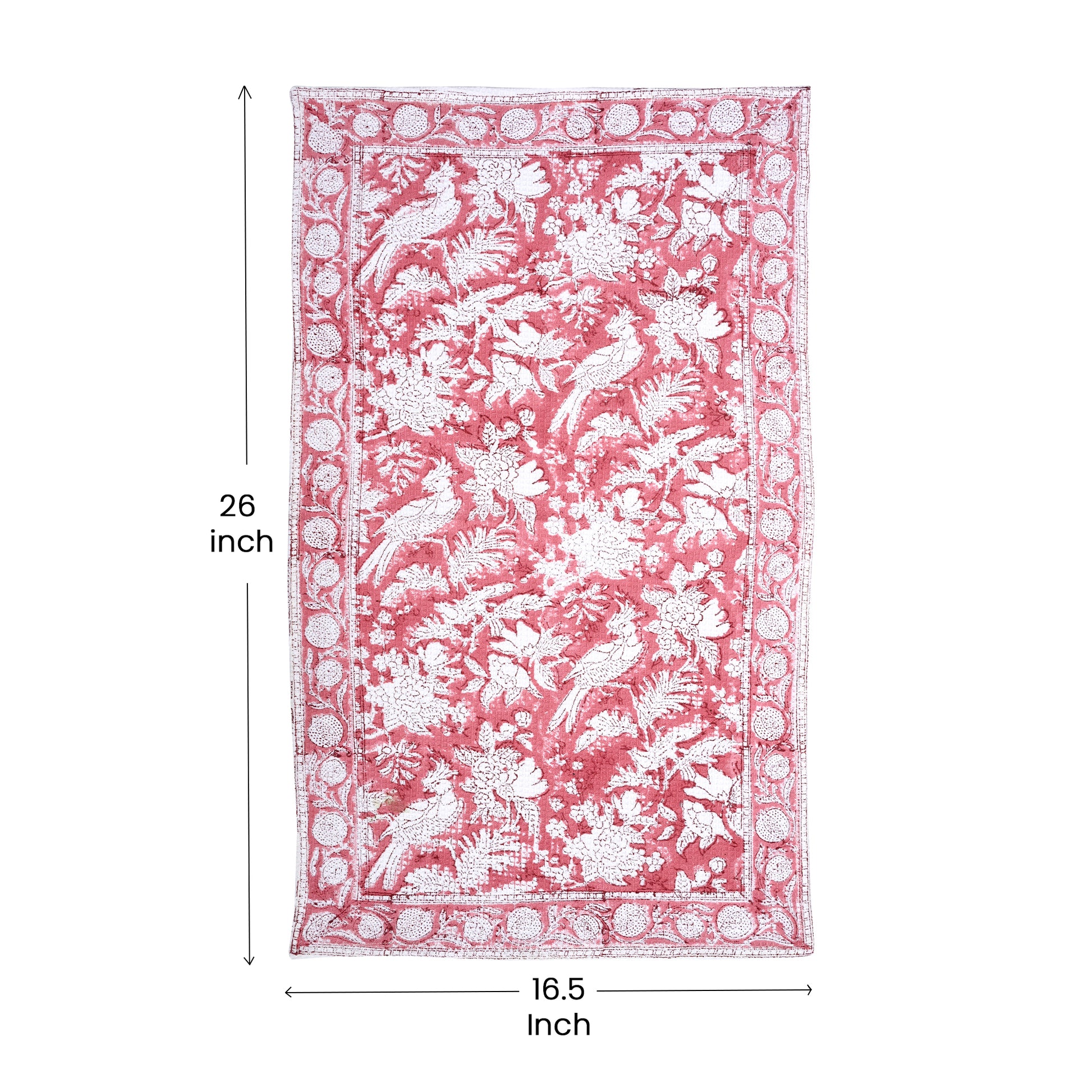 Hand Block Printed Waffle Kitchen Towels – Coral Pink