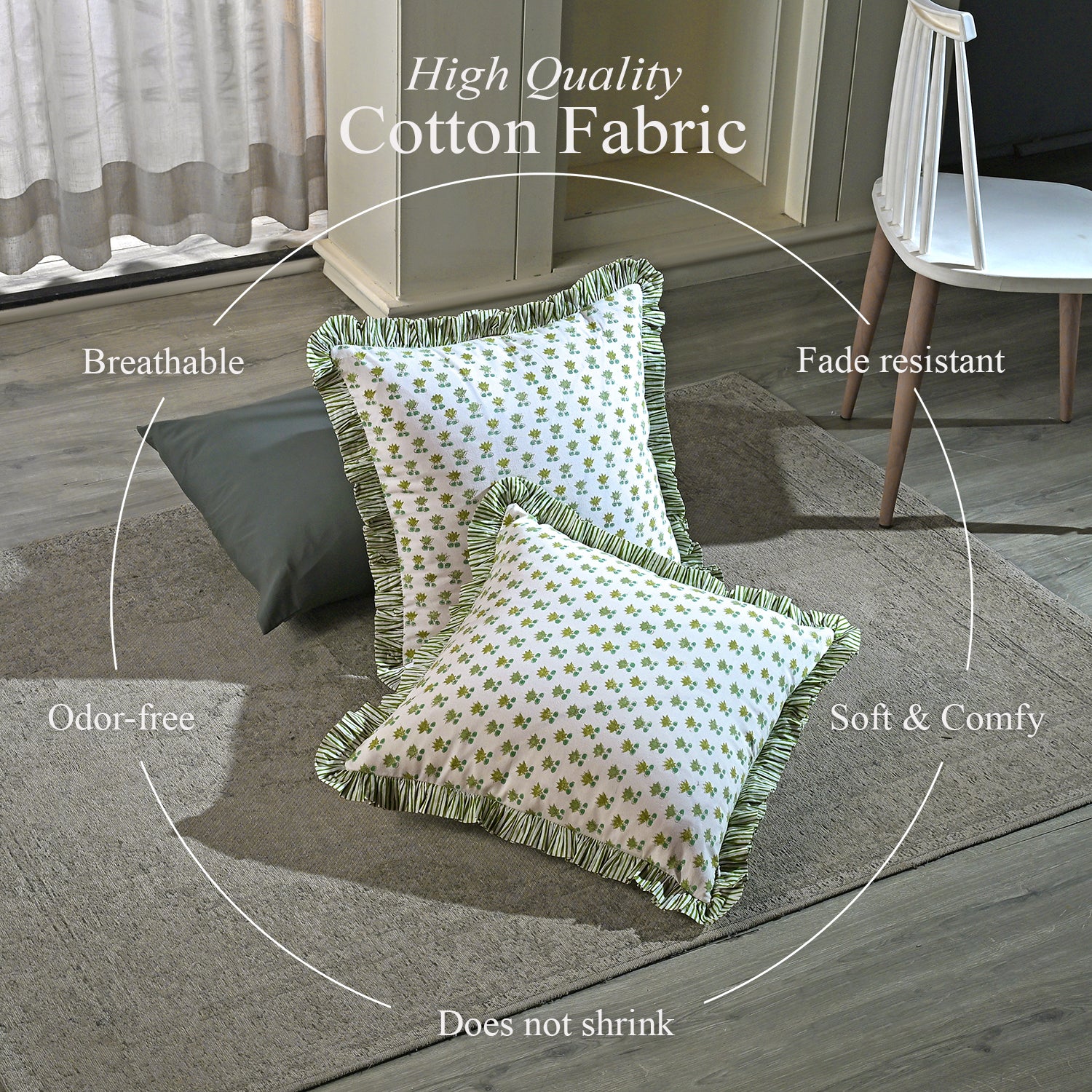 Ruffle Throw Pillow Covers -  Rosette Bloom