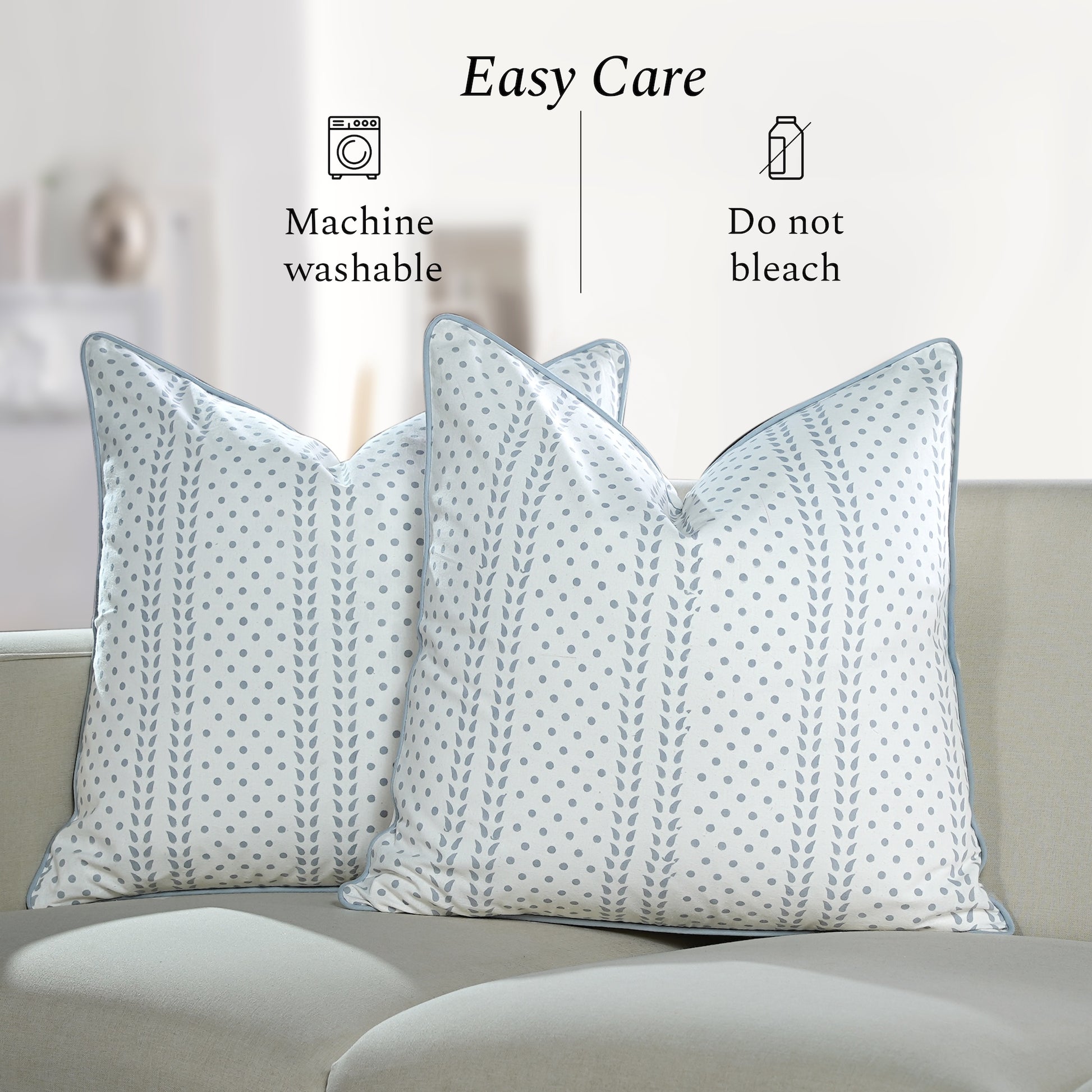 Piping Throw Pillow Covers - Misty Grey Trelis (Set of 2)