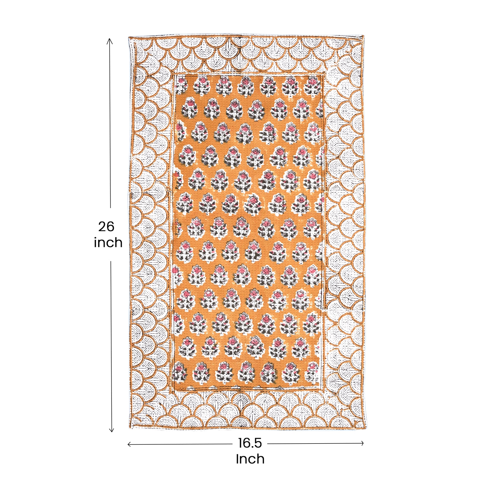 Hand Block Printed Waffle Kitchen Towels – Citrine Yellow