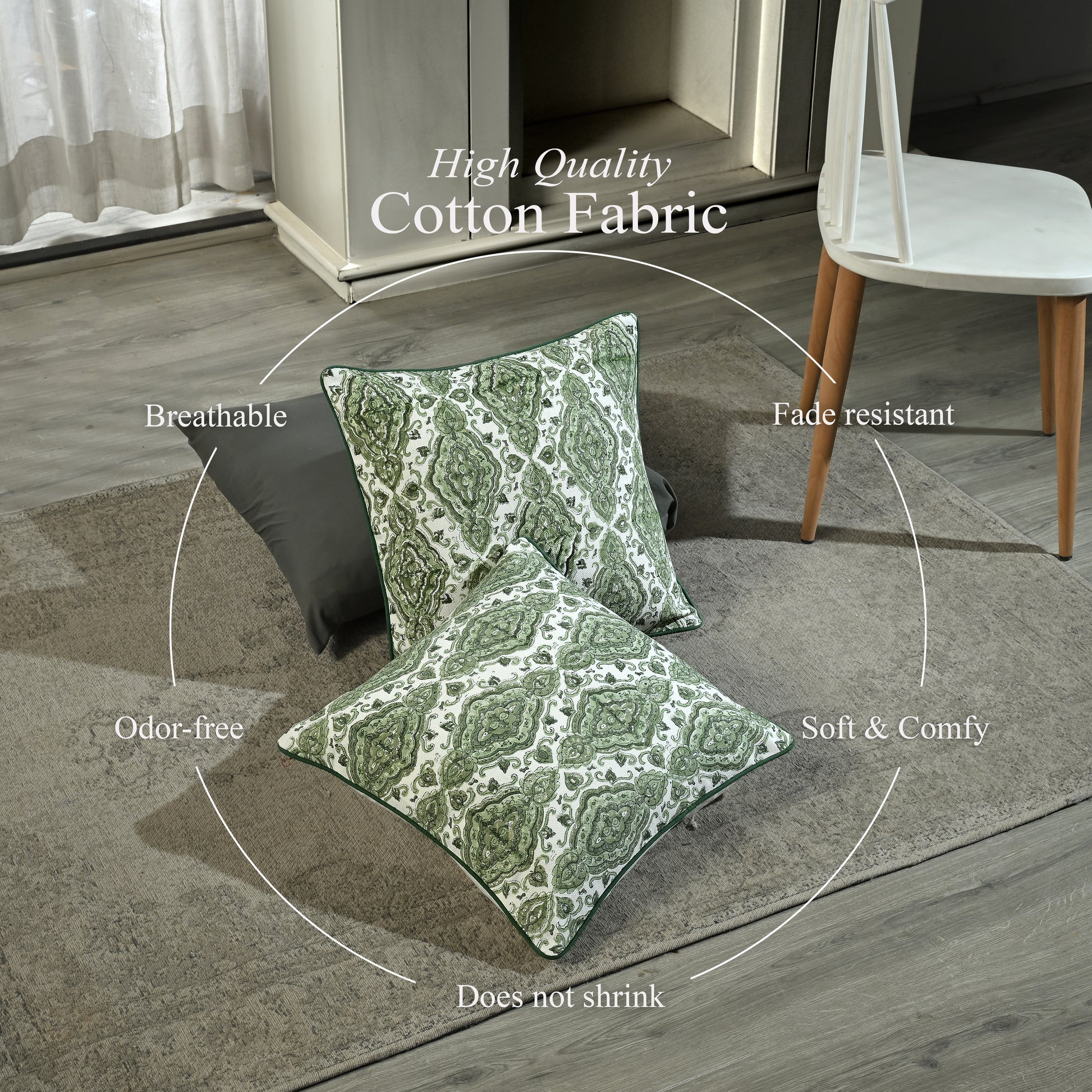 Boho Cotton Pillow Covers - Laurel Green (Set of 2)