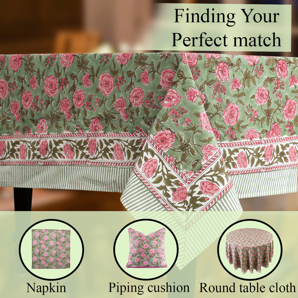 Pink Tourmaline Cotton Tablecloth on Farmhouse Table