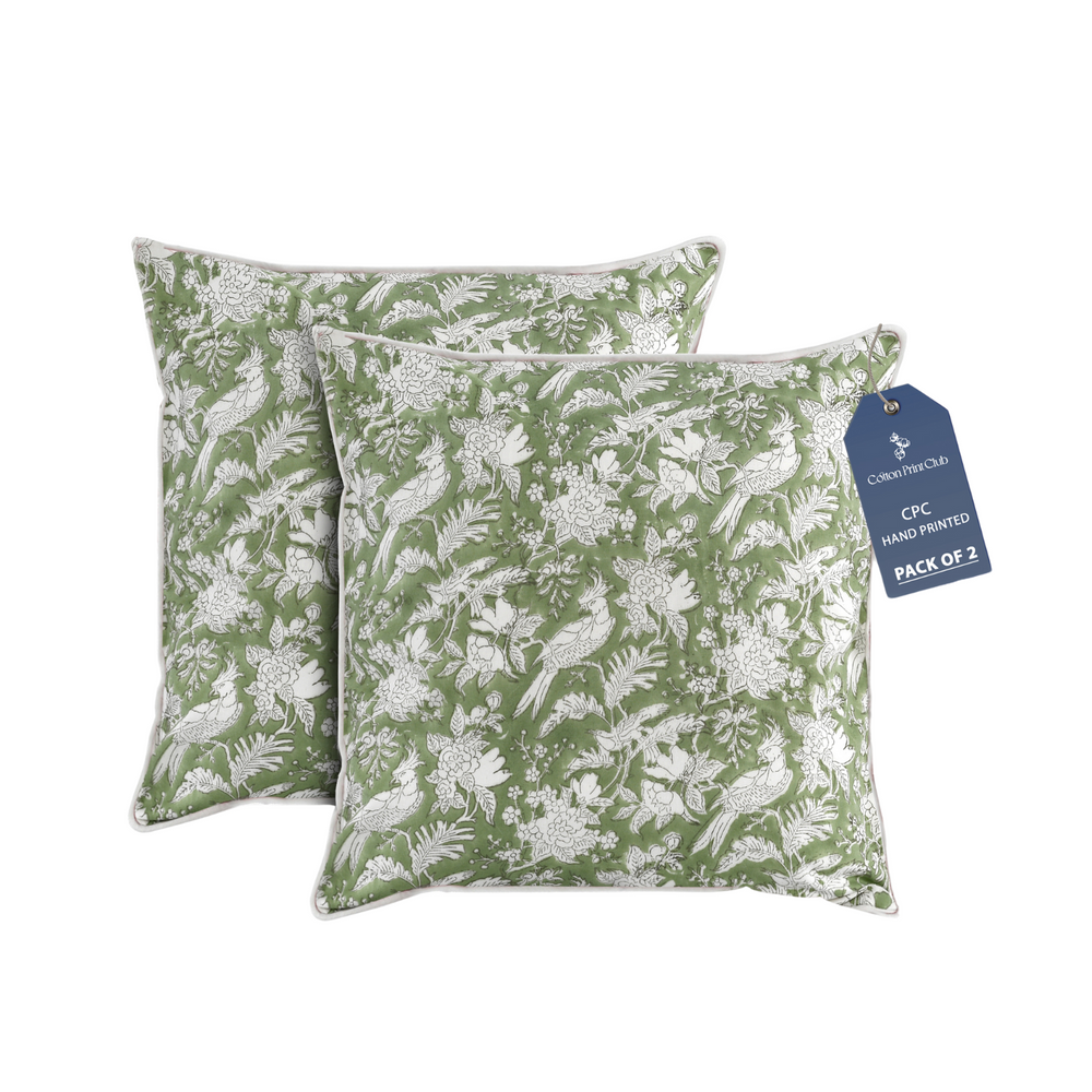 Piping Throw Pillow Covers - Olive Green (Set of 2)