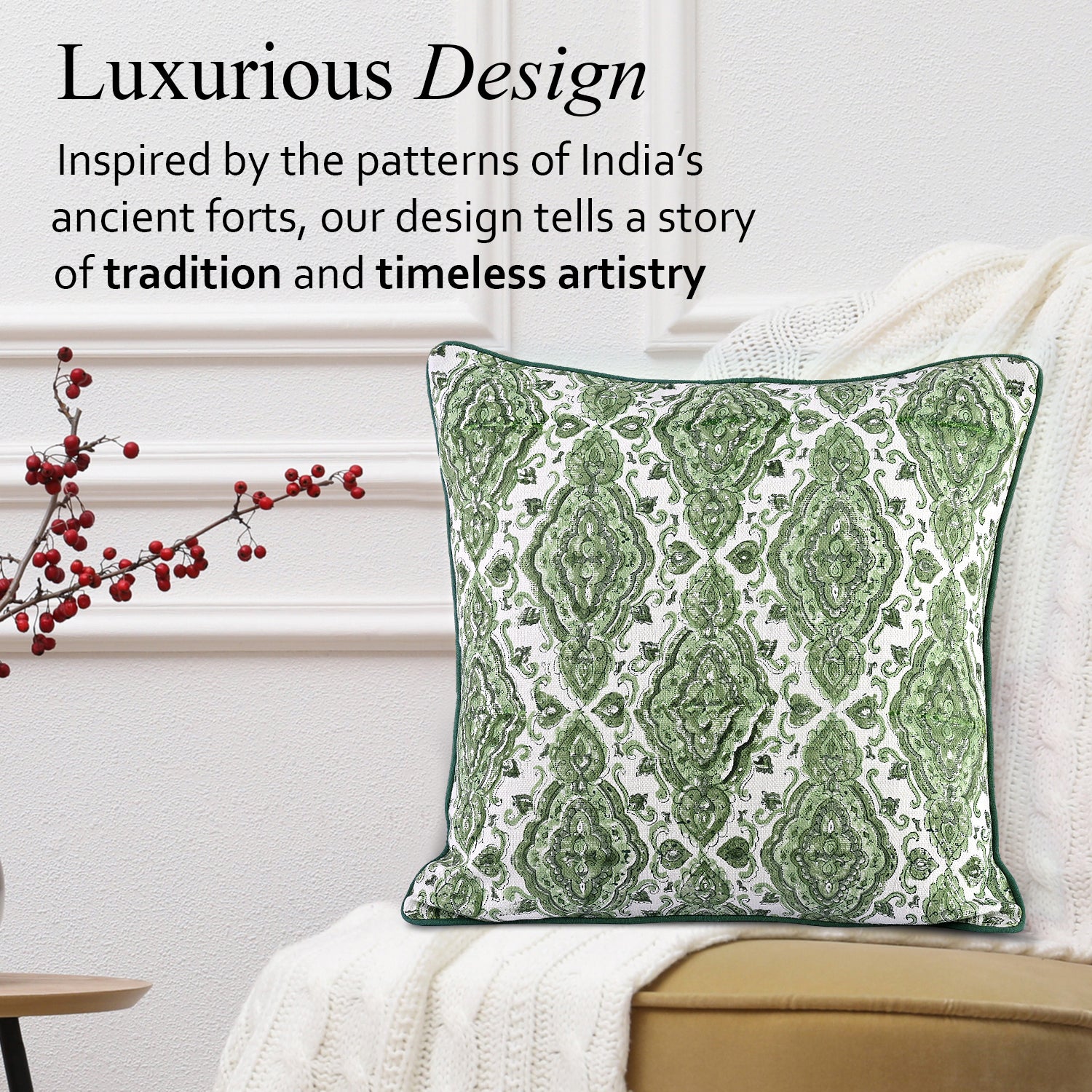 Boho Cotton Pillow Covers - Laurel Green (Set of 2)