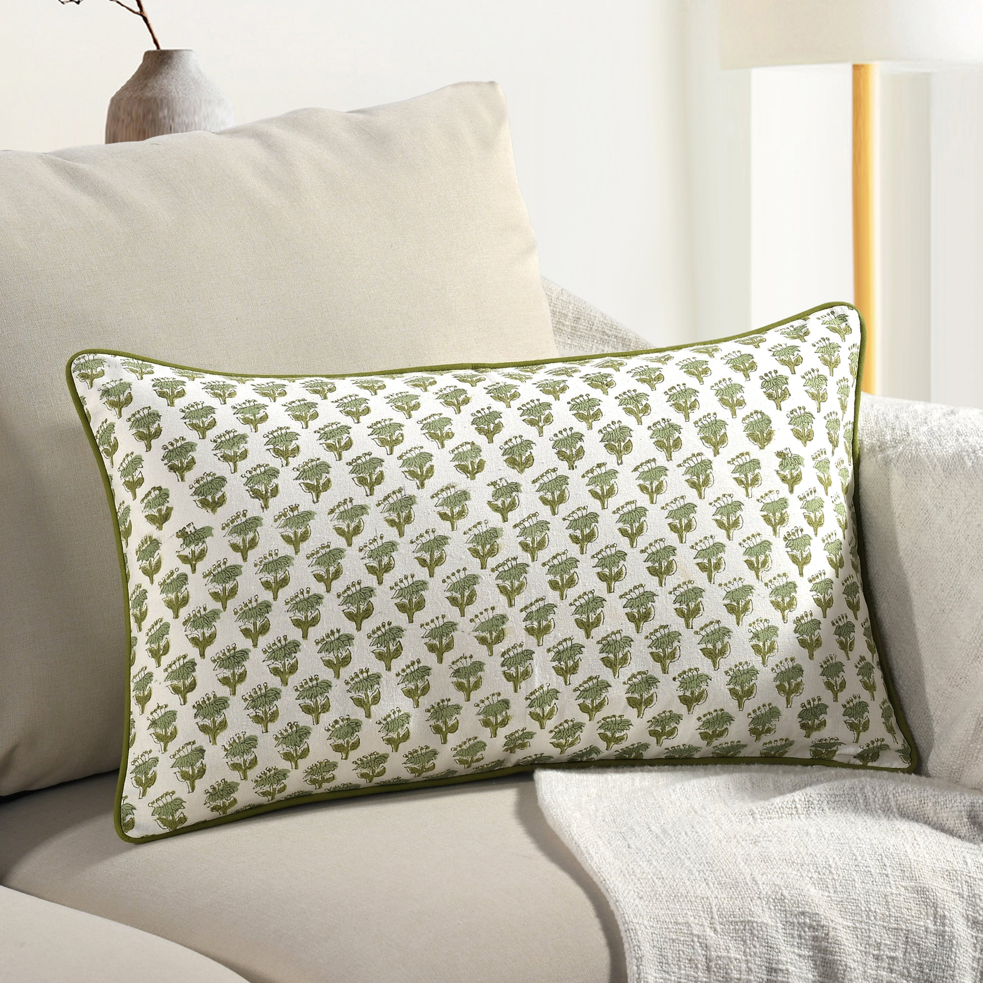 Piping Throw Pillow Covers - Emerald Green