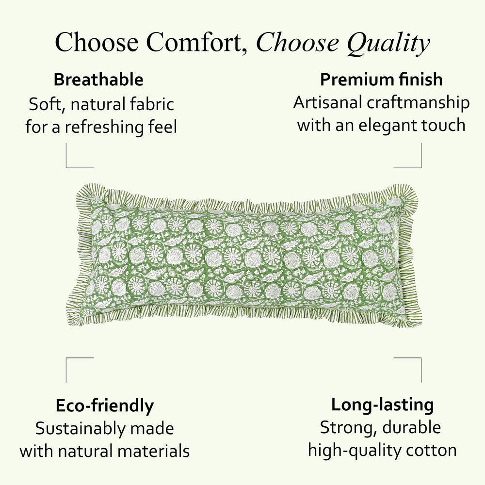 Cotton Ruffle Sham Cover - Olive Bloom