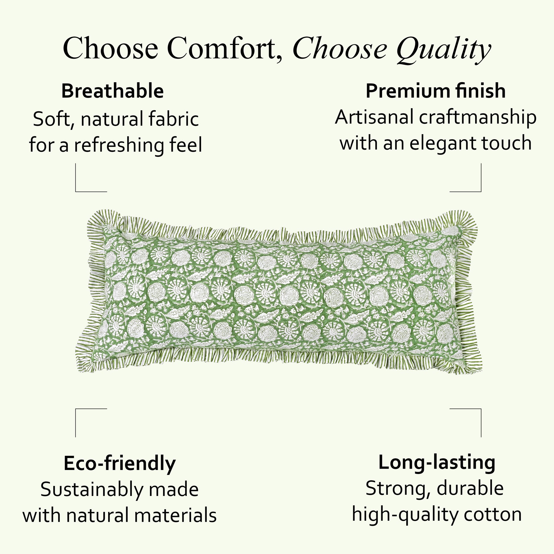 Cotton Ruffle Sham Cover - Olive Bloom