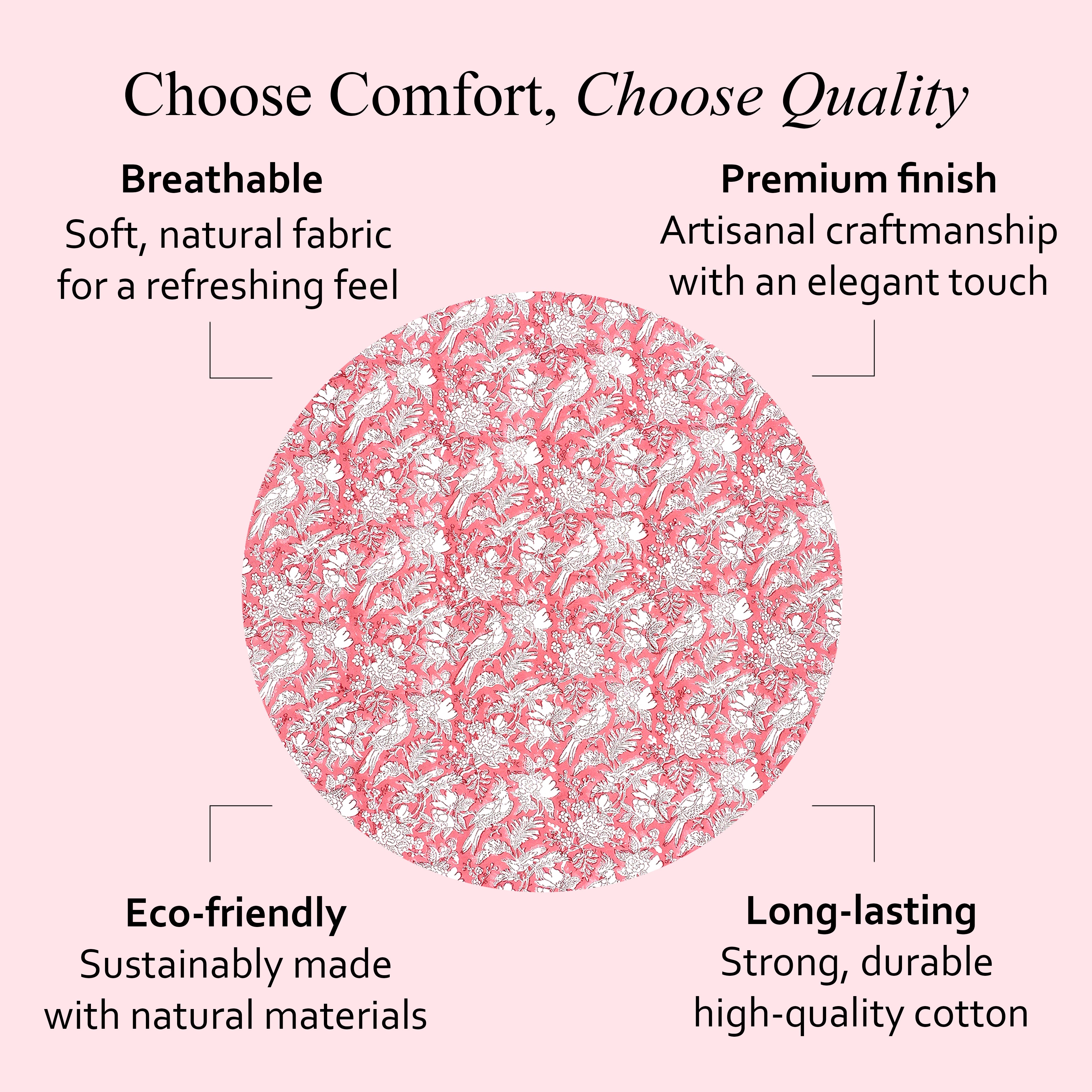 red and white floral round 100% cotton tablecloth