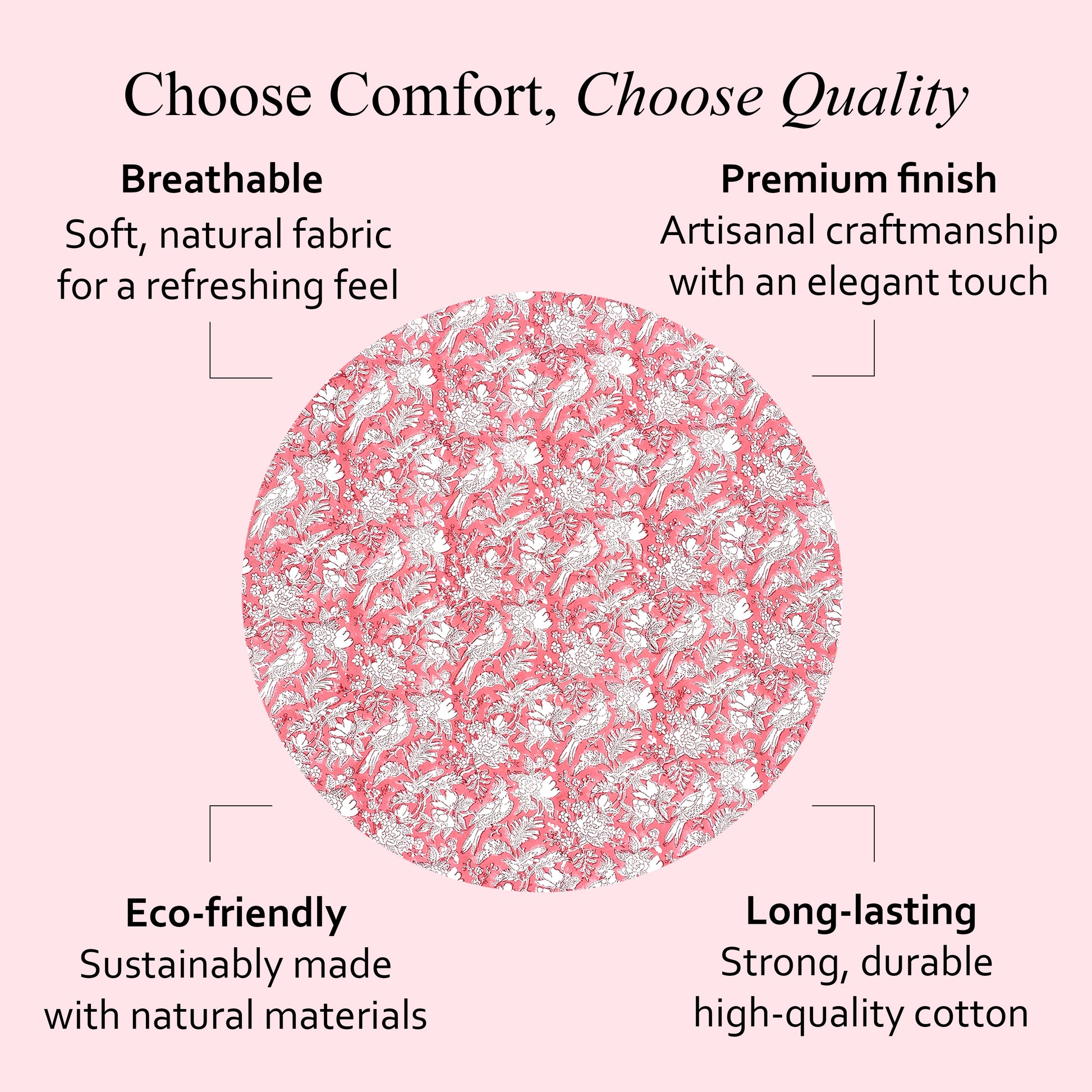 red and white floral round 100% cotton tablecloth