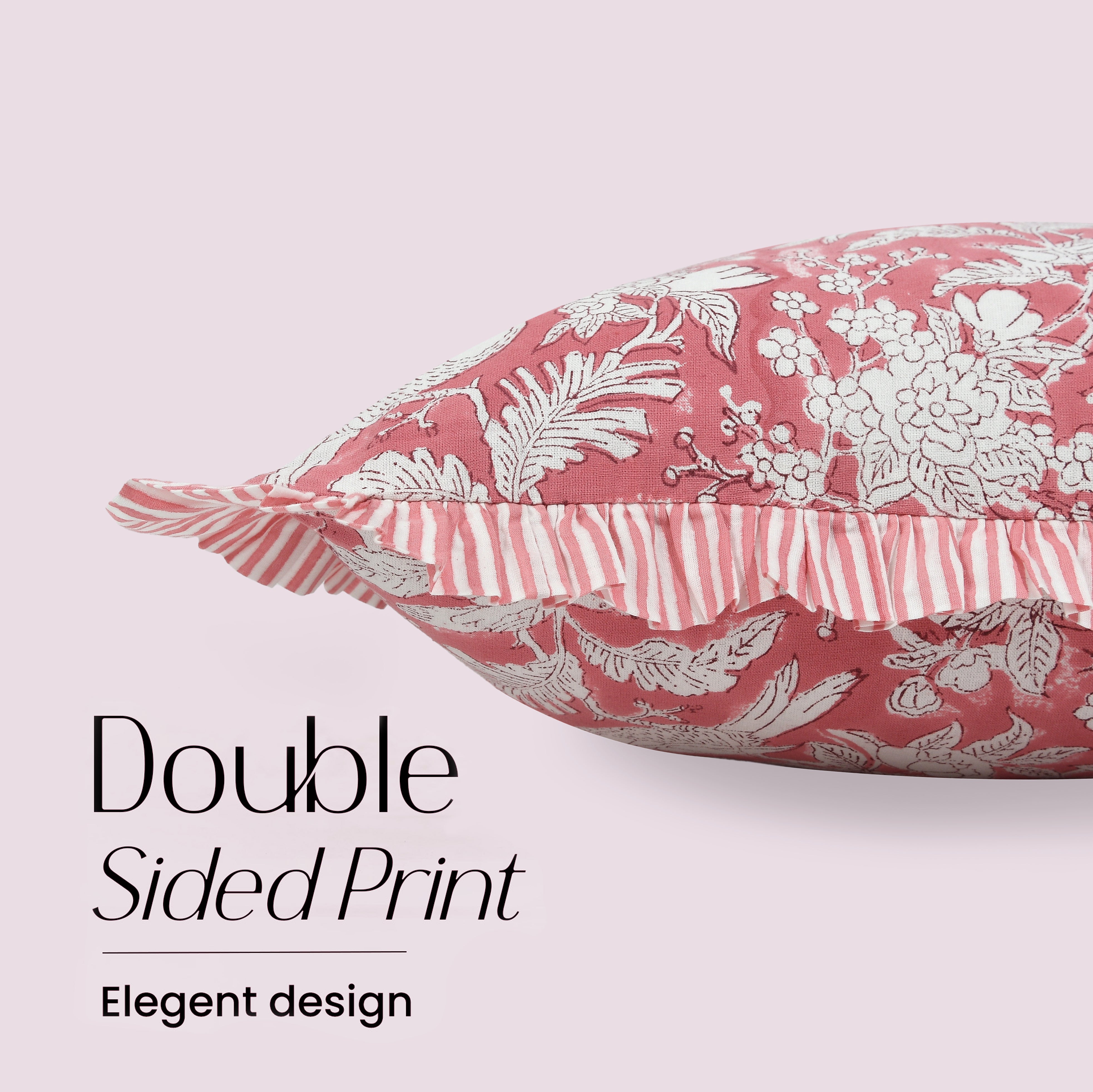 Cotton Ruffle Sham Cover - Coral Pink
