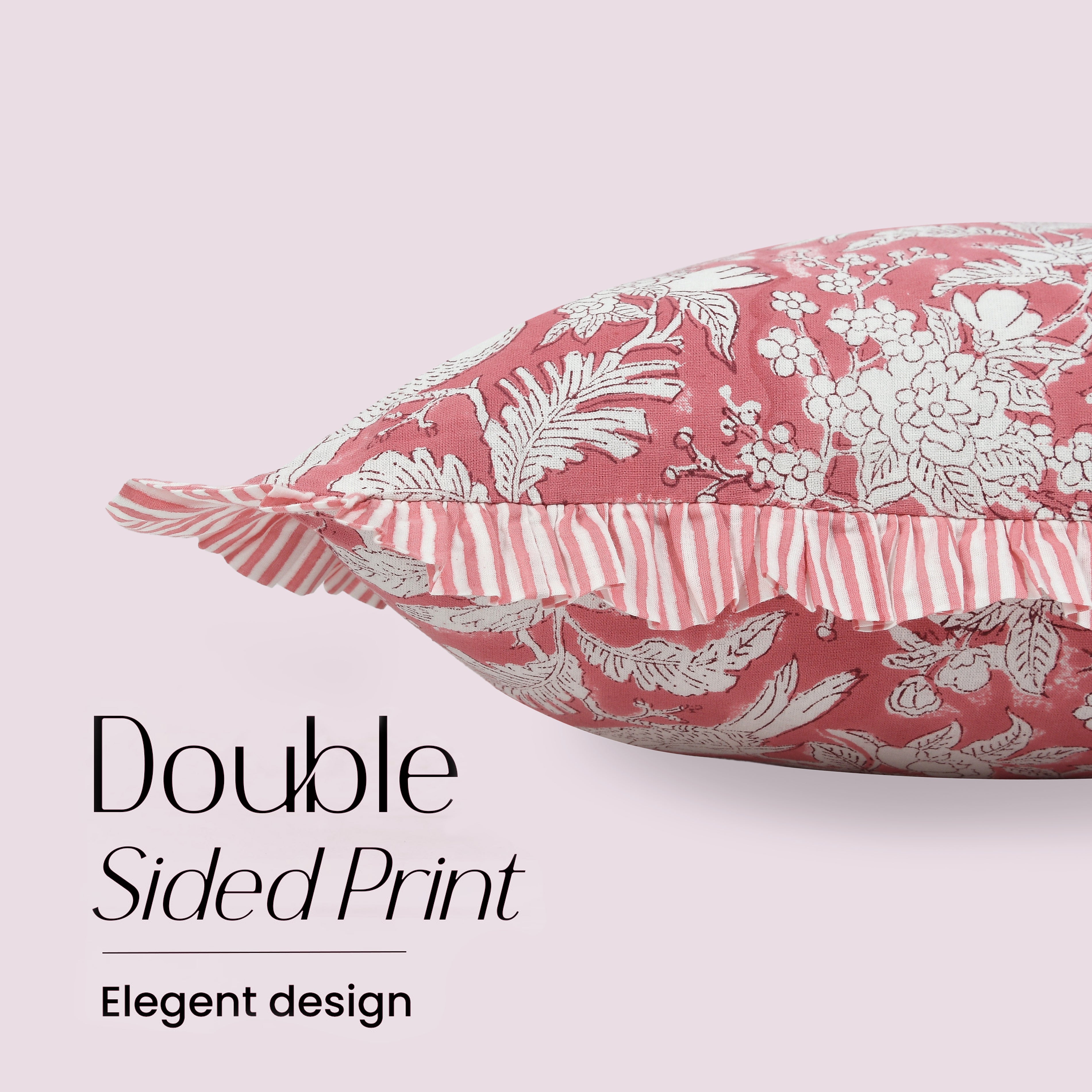 Cotton Ruffle Sham Cover - Coral Pink