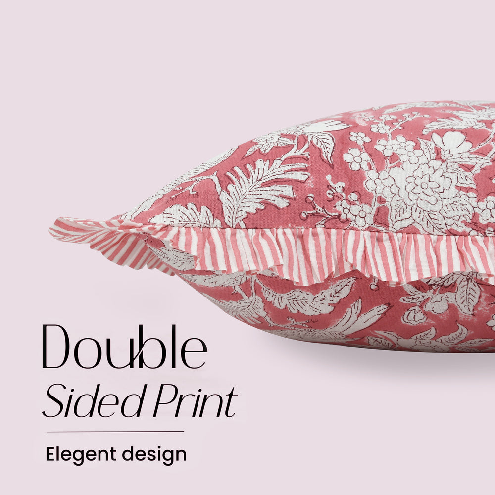 Cotton Ruffle Sham Cover - Coral Pink