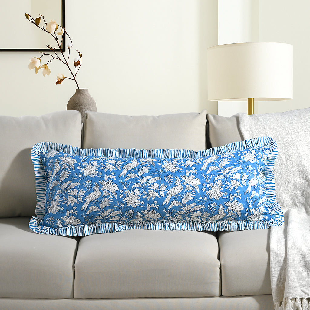 Cotton Ruffle Sham Cover - Blue Sapphire