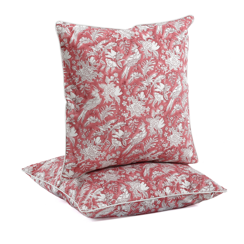 Piping Throw Pillow Covers - Coral Pink (Set of 2)