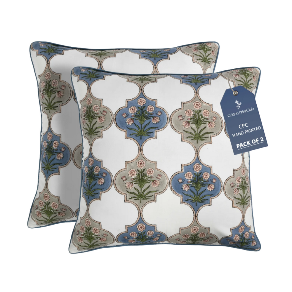 Piping Throw Pillow Covers - Tanzanite Blue (Set of 2)