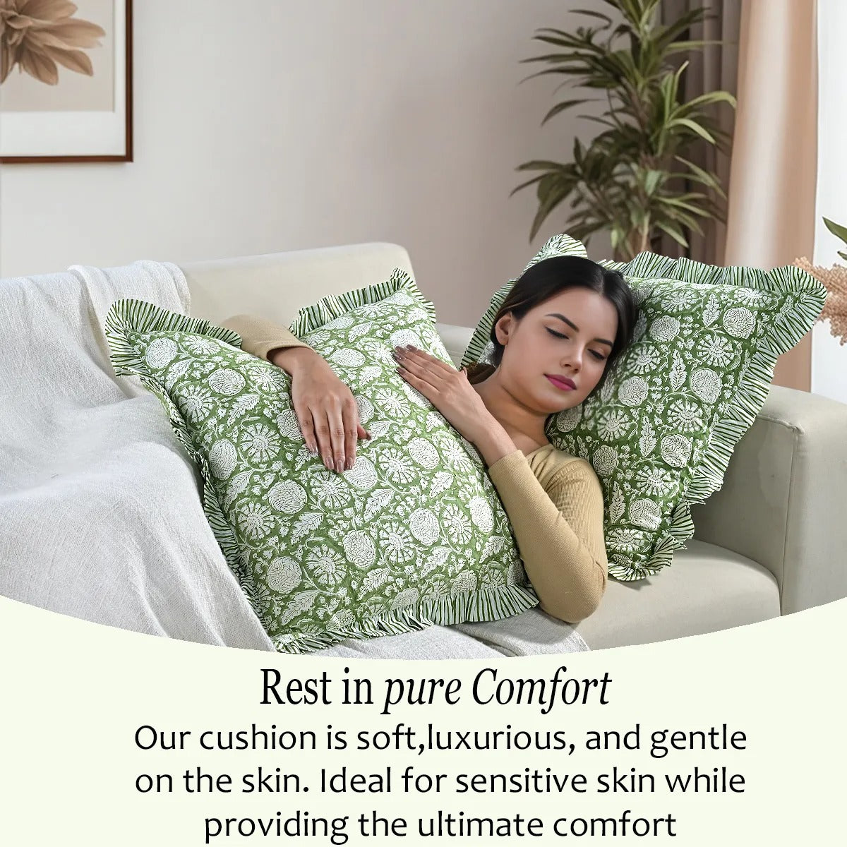 Ruffle Throw Pillow Covers - Olive Bloom