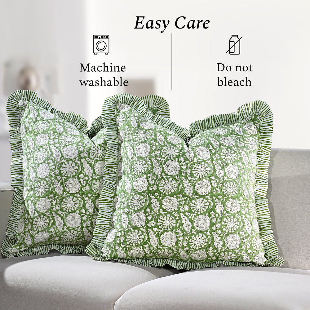 Ruffle Throw Pillow Covers - Olive Bloom