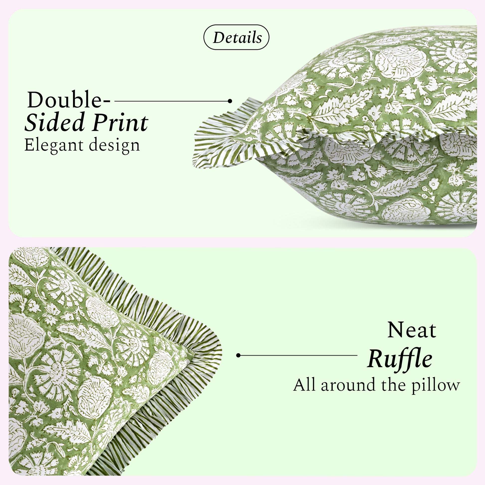 Ruffle Throw Pillow Covers - Olive Bloom