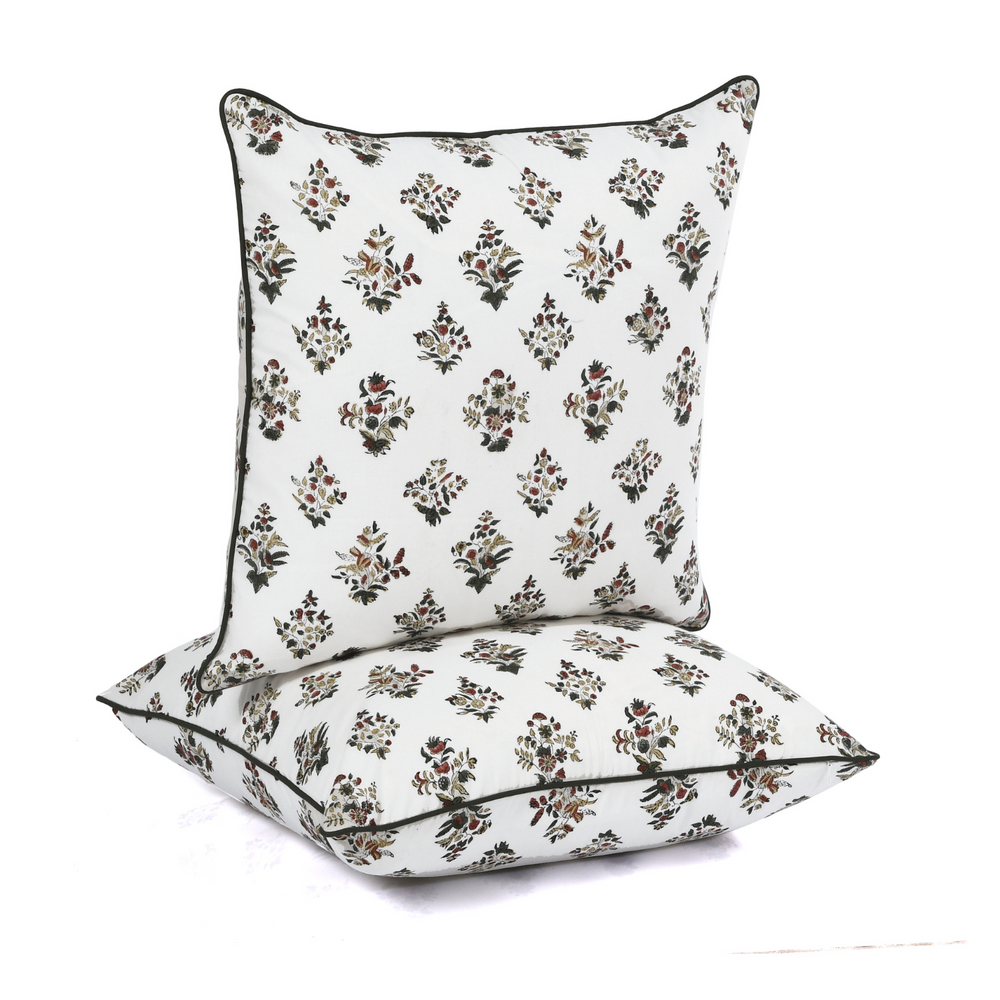 Piping Throw Pillow Covers - Forest Green (Set of 2)
