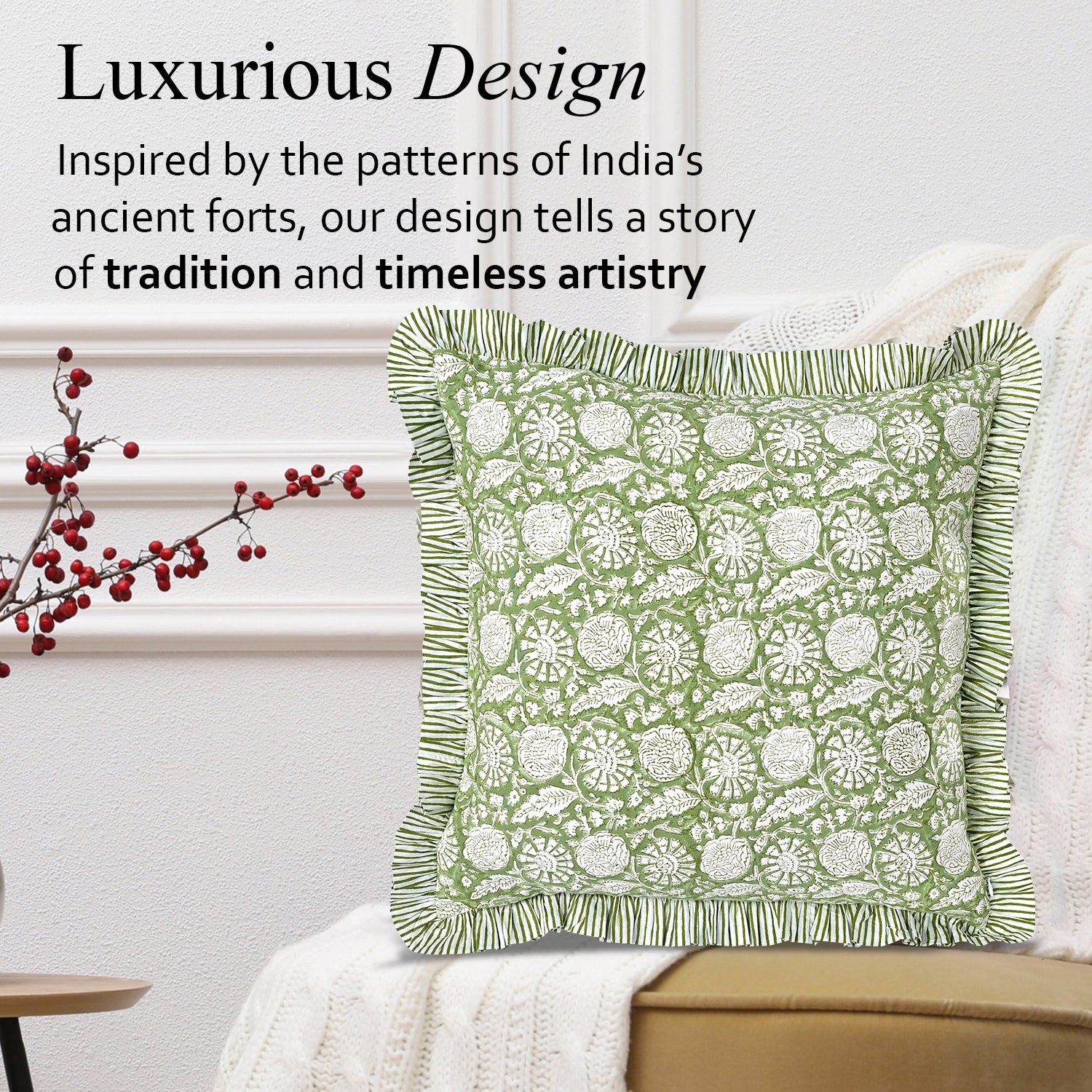 Ruffle Throw Pillow Covers - Olive Bloom
