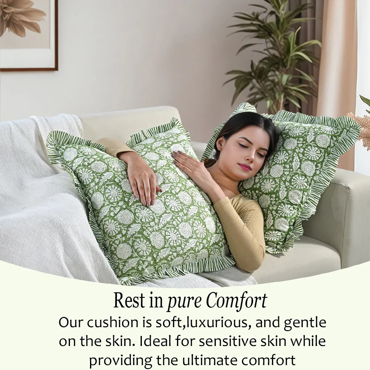 Ruffle Throw Pillow Covers - Olive Bloom